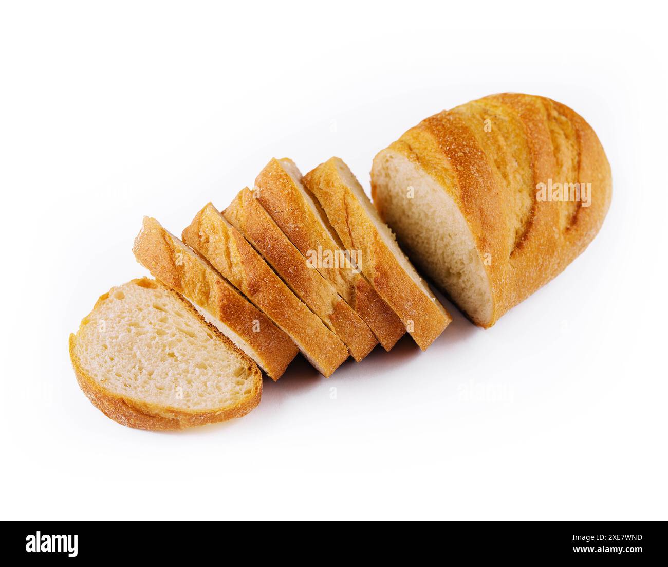 Schnittbrot isoliert auf weißem Hintergrund Stockfoto
