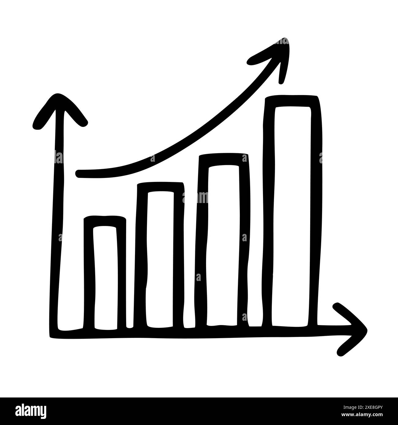 Doodle Graph wächst Diagramm von Hand mit schwarzer Linie gezeichnet Stock Vektor