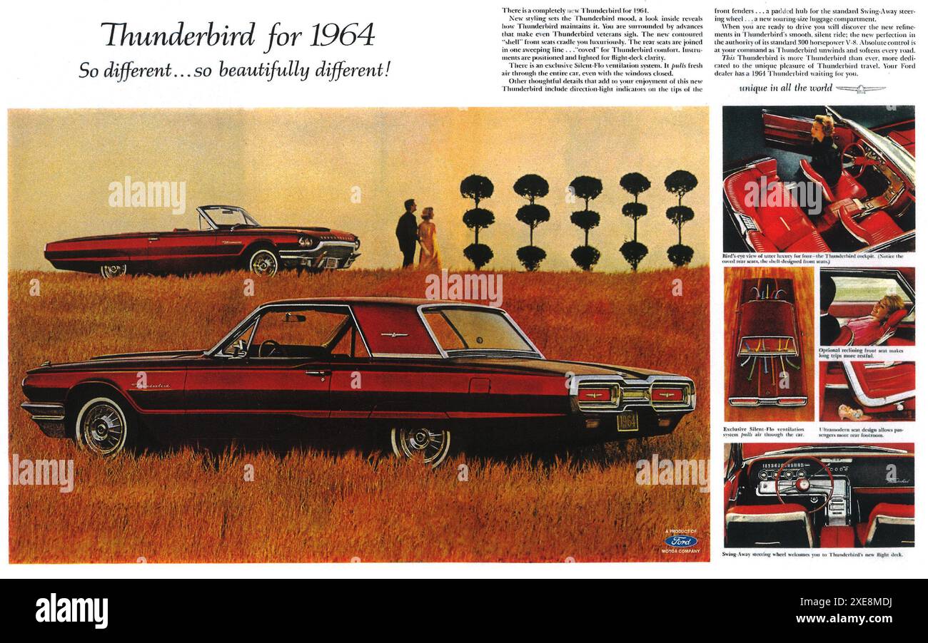 1964 Werbespot für Ford Thunderbird Hardtop und Ford Cabriolet Stockfoto