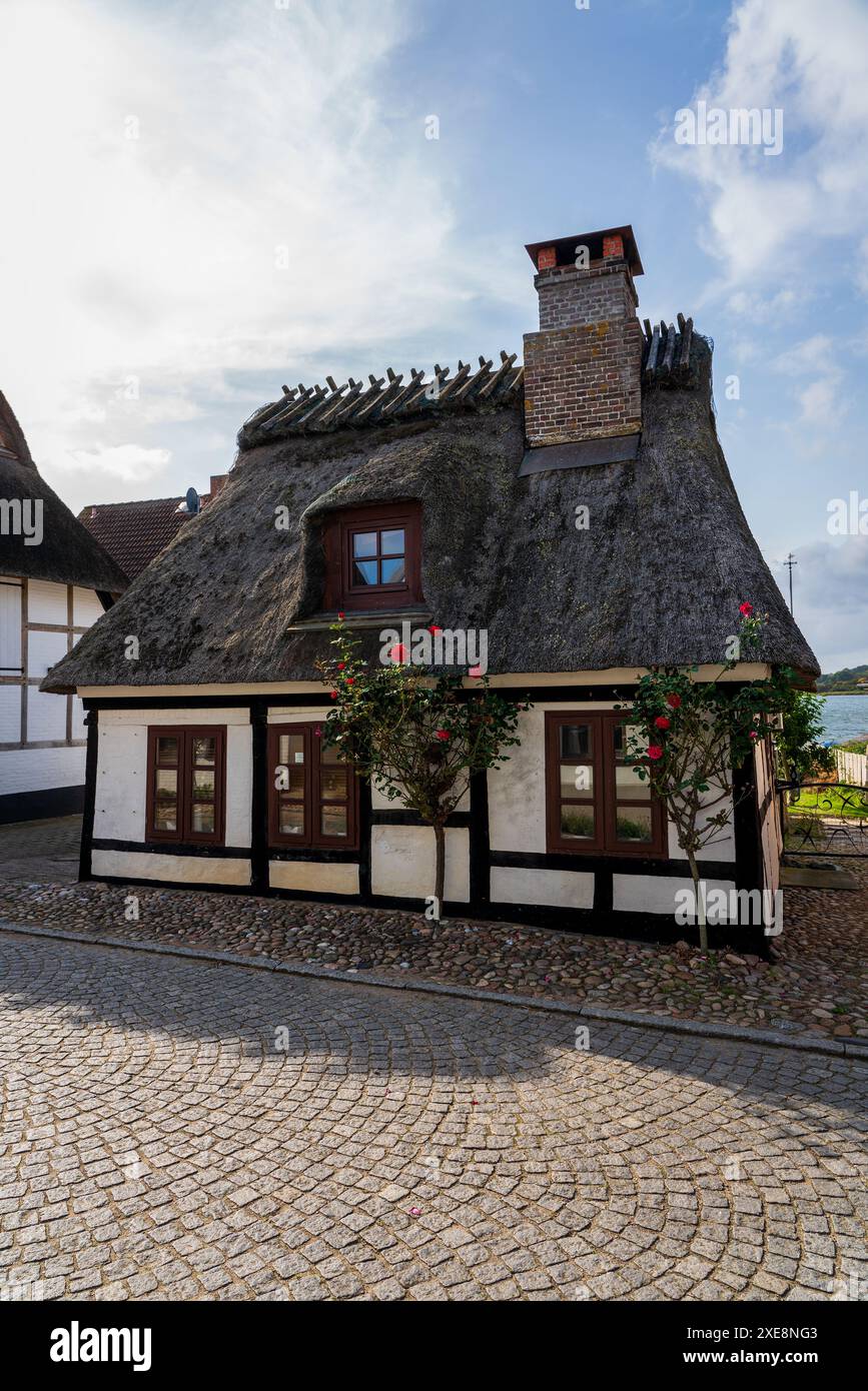 Friesisches Haus mit Strohdach. Stockfoto