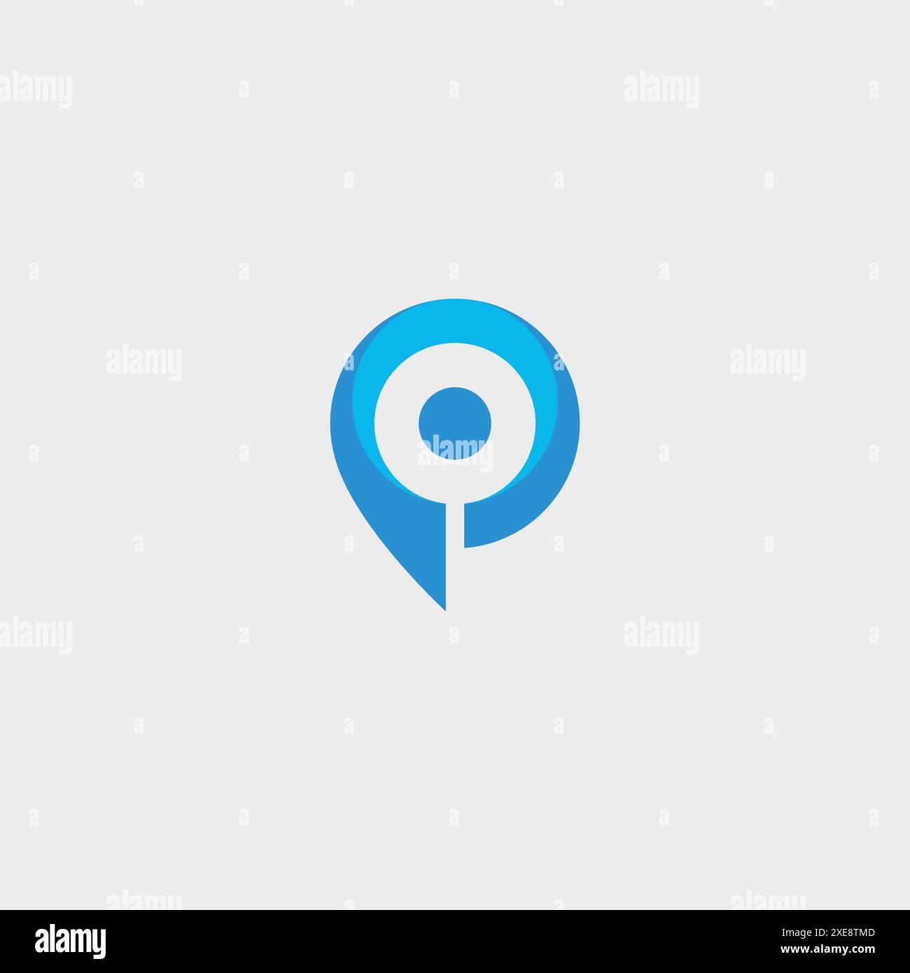 Abstraktes, Farbenfrohes Pin Sign Symbol Logo-Symbol. Logodesign-Element mit Buchstabe P und Stiftspitze Stock Vektor