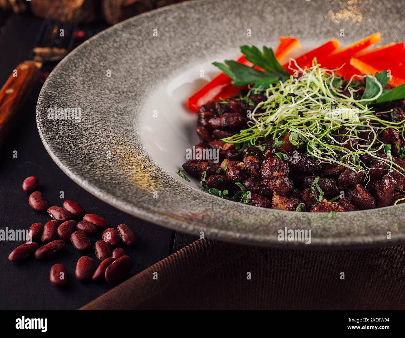 Kidneybohne mit süßgehacktem Pfeffer Stockfoto