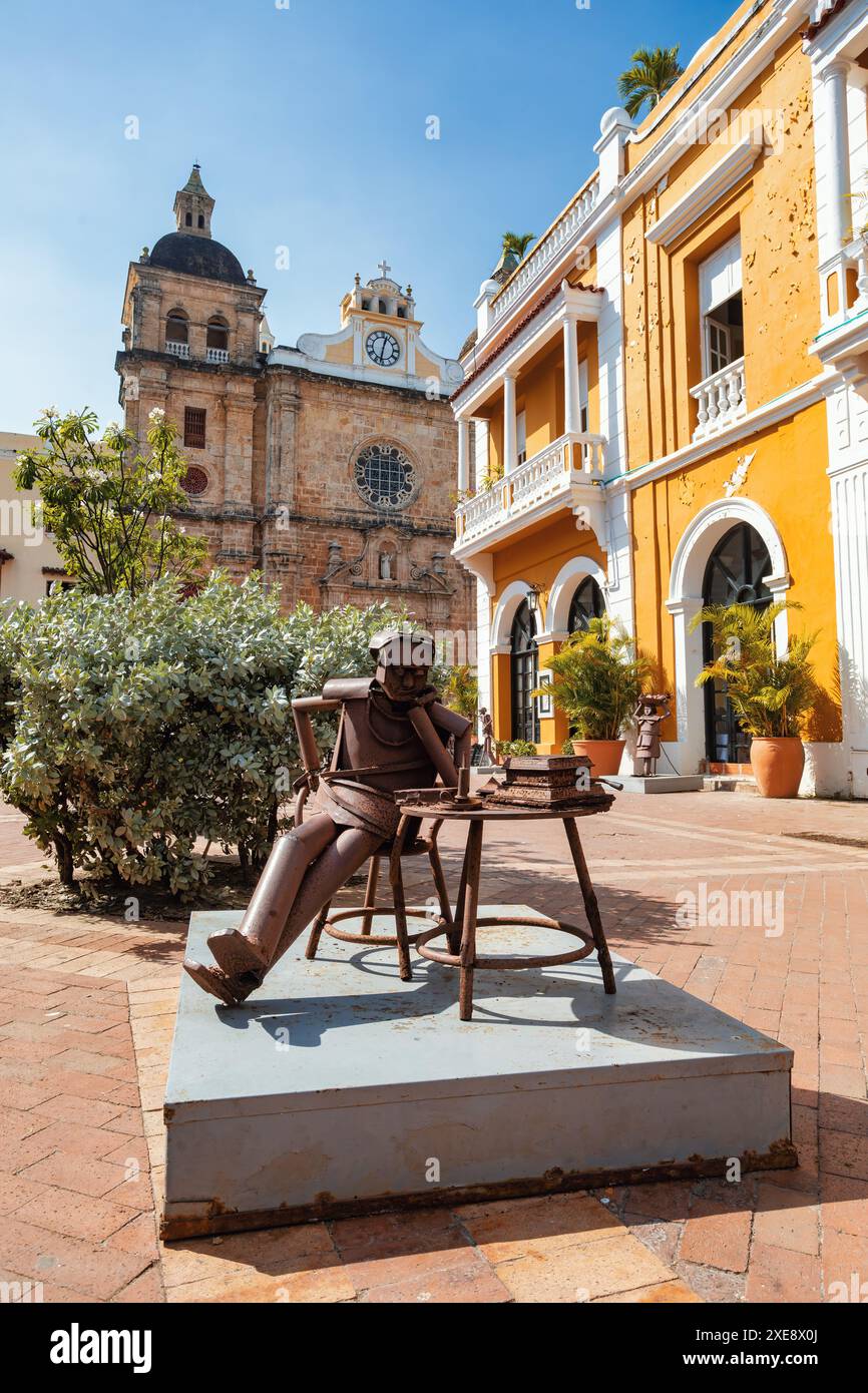 Plaza de San Pedro Claver, Kolonialgebäude in Cartagena de Indias in Kolumbien Stockfoto