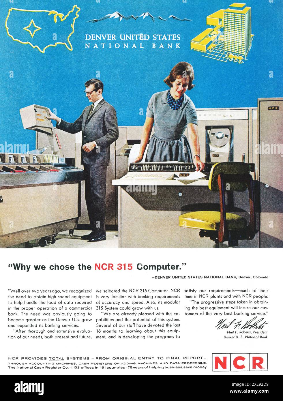 1963 NCR 315 Mainframe Computer Ad Stockfoto 1963 NCR 315 Mainframe Computer Ad Stockfoto