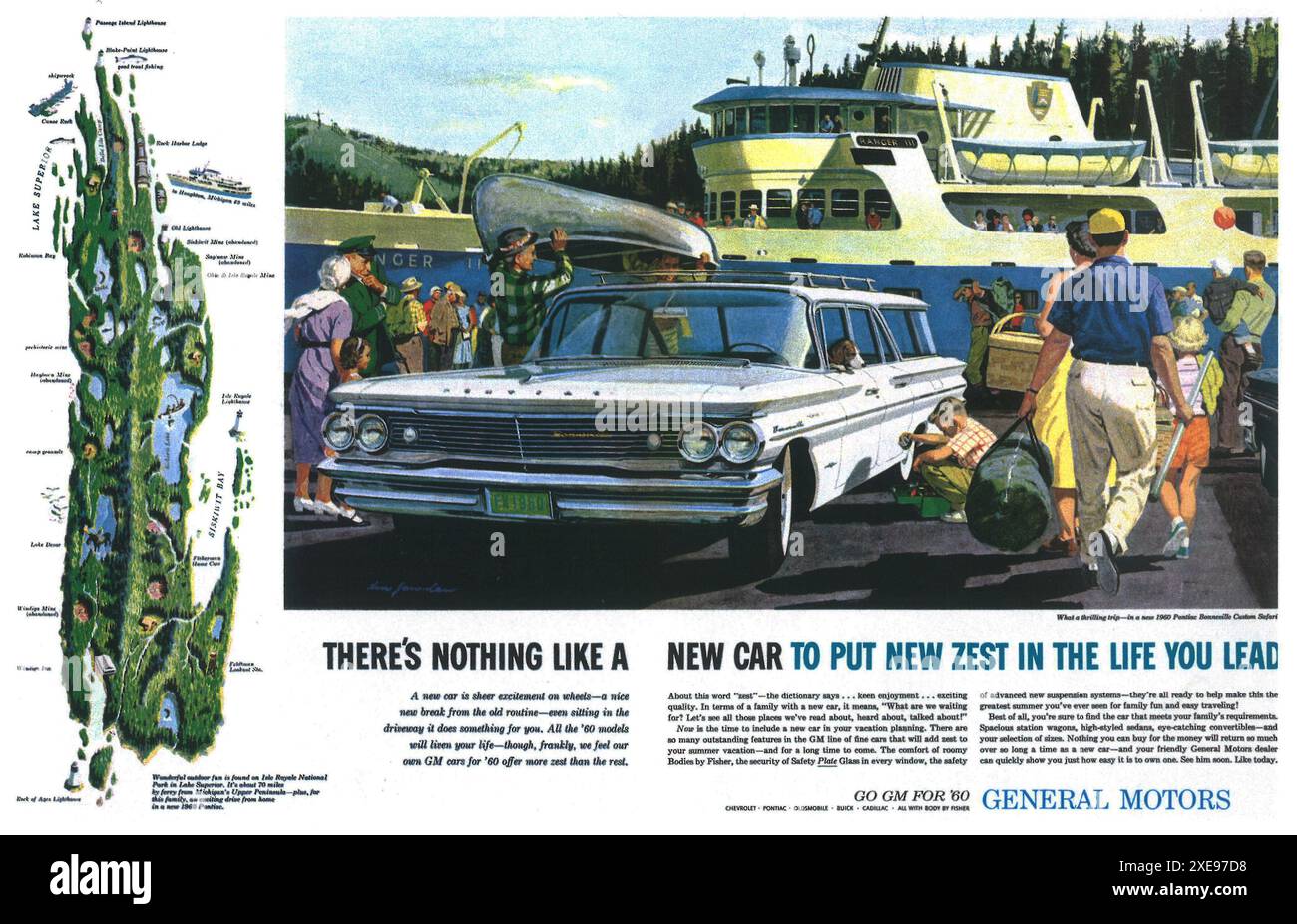 1960 Pontiac Bonneville Safari Station Wagon Werbung Stockfoto