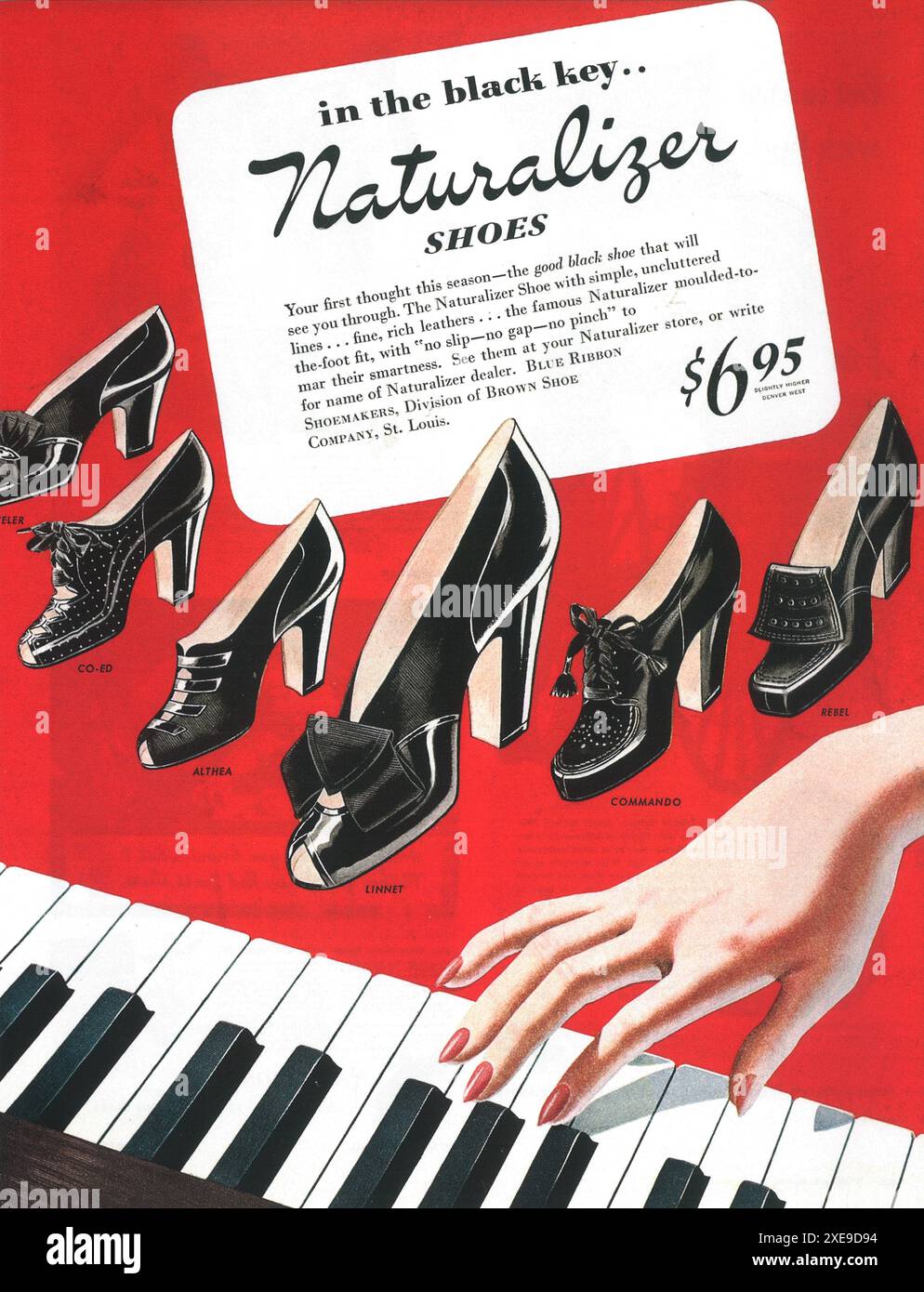 1943 Anzeige Für Naturalisator Schuhe Stockfoto