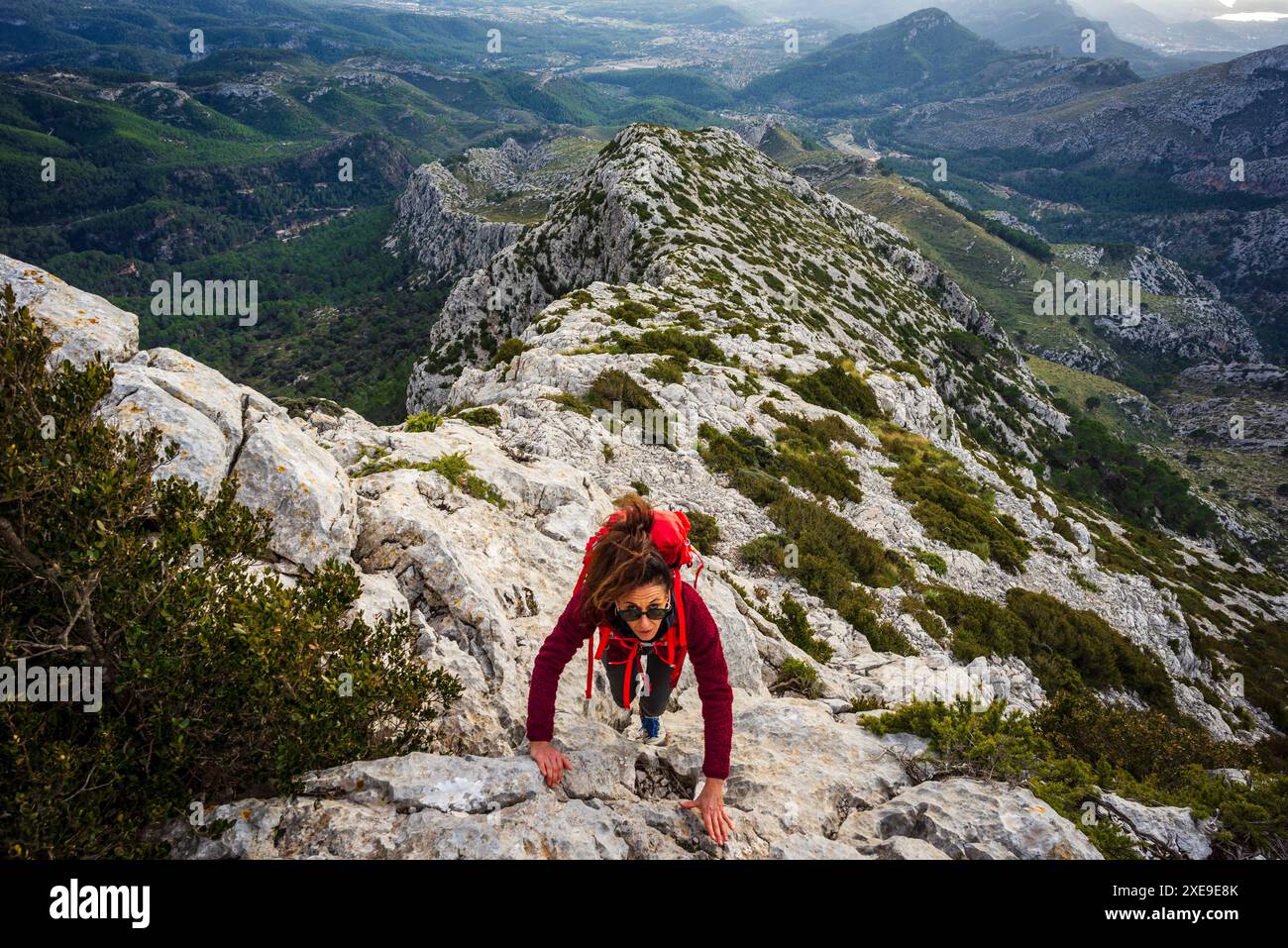 Wanderer auf dem Puig Galatzo Stockfoto