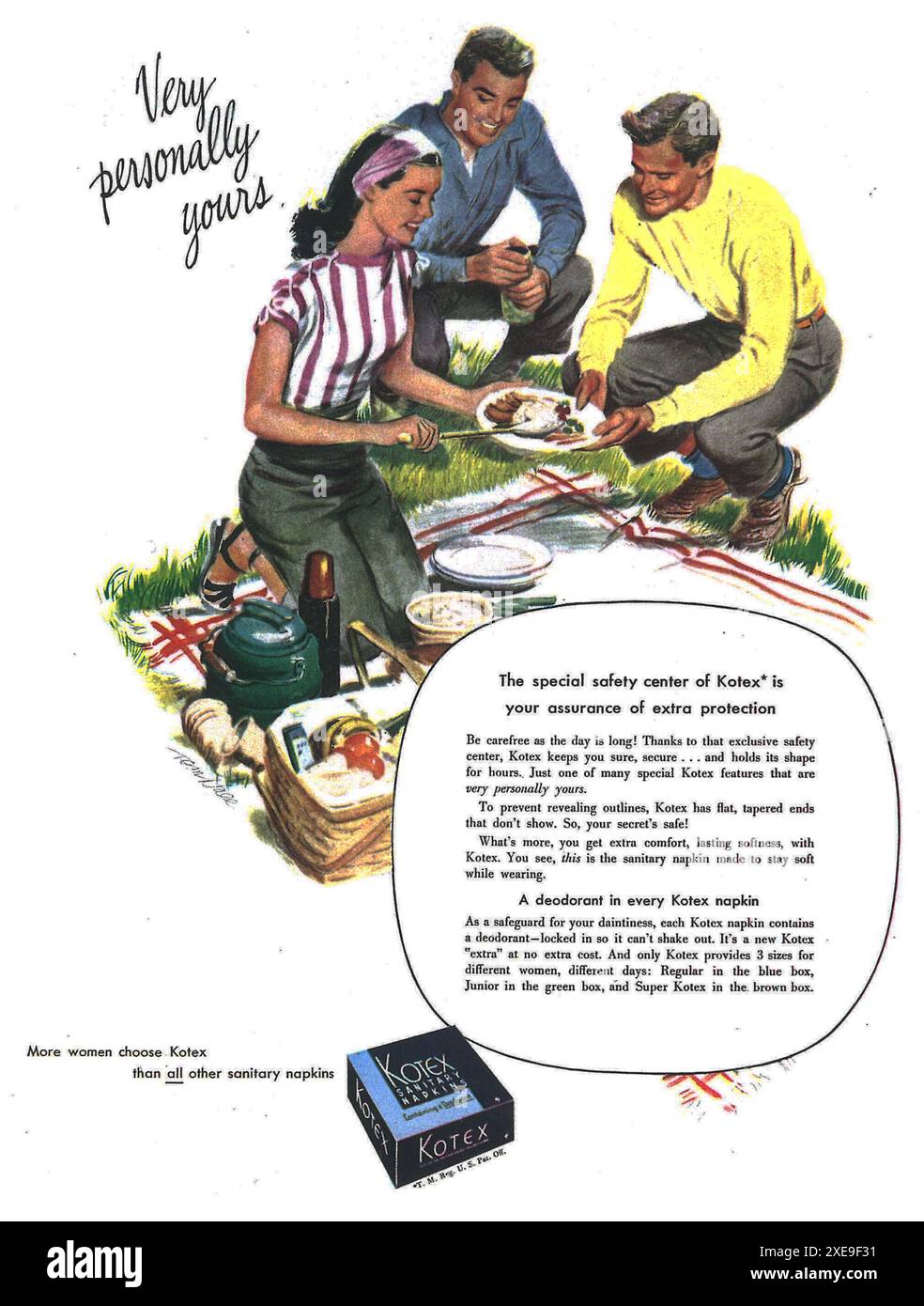 1946 Kotex Sanitärservietten Werbung – „Sehr Persönlich“ Stockfoto