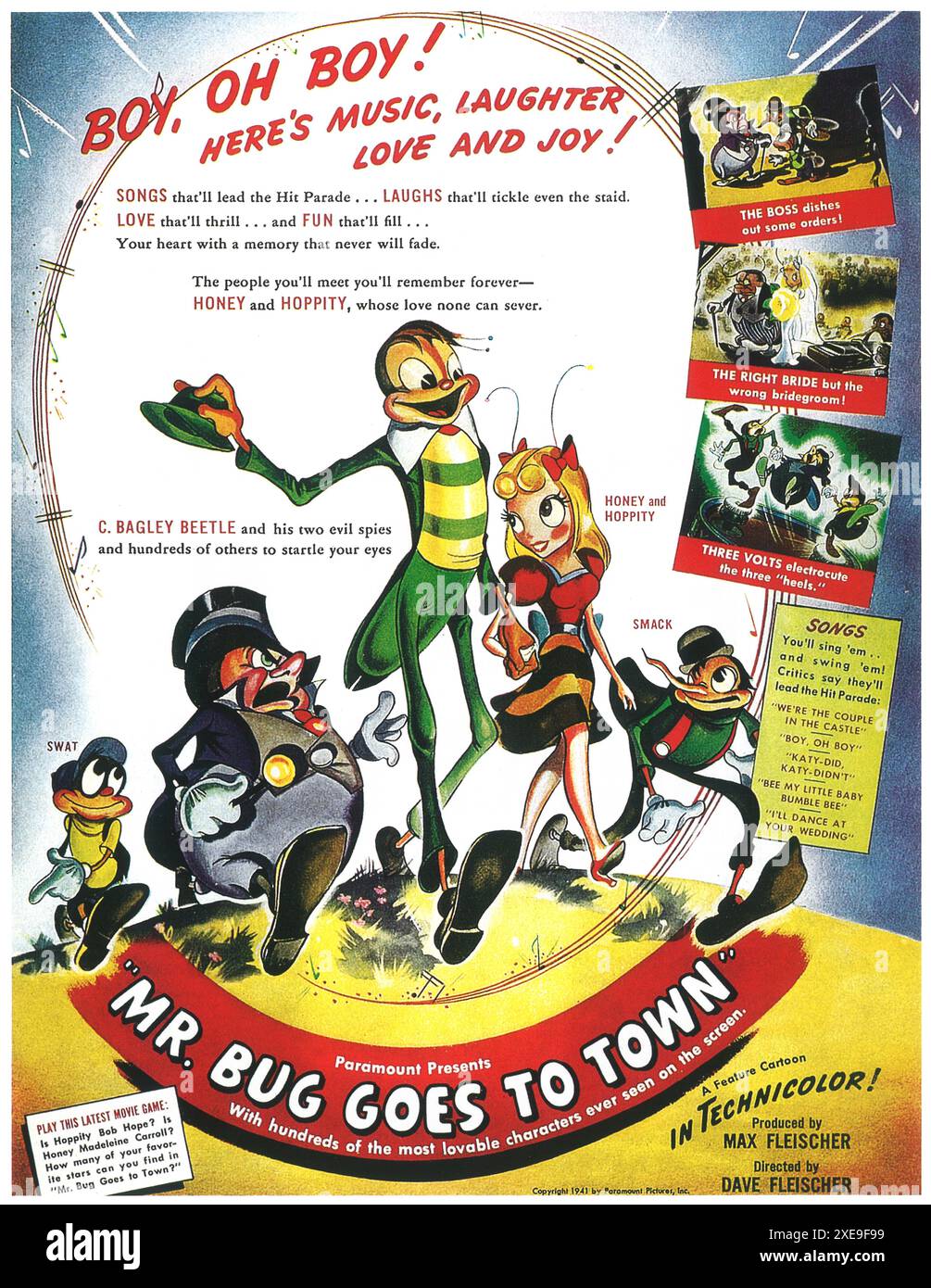 1941 Mr. Bug Goes to Town, n Animationsfilm Technicolor produziert von Fleischer Studios Poster Stockfoto