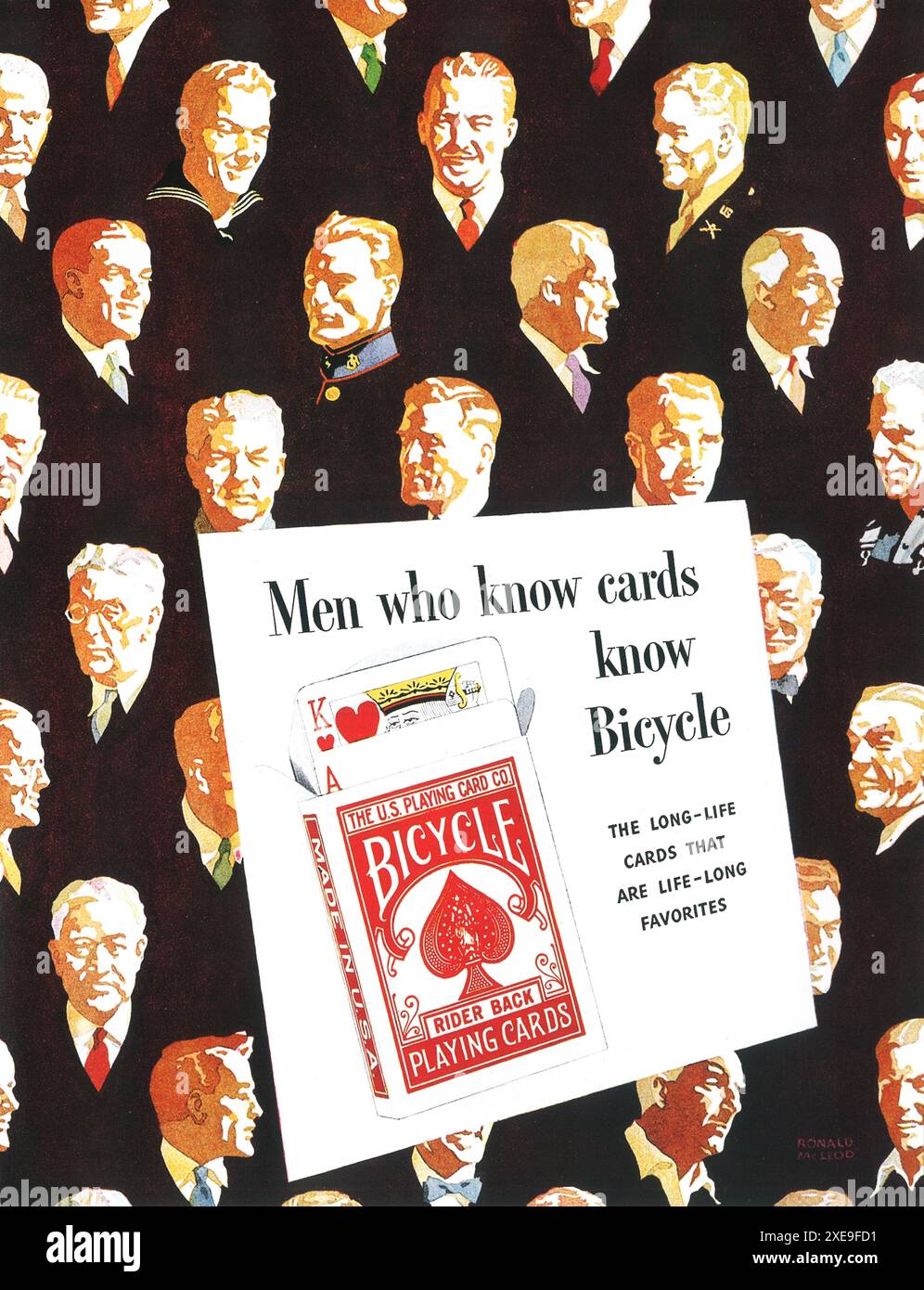 1945 Fahrradspielkarten - Ronald McLeod Kunstwerk Stockfoto