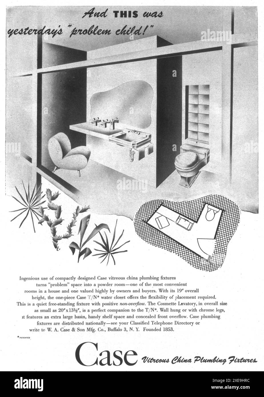 1947 Gehäuse Sanitär- und Installationsvorrichtungen Ad Stockfoto