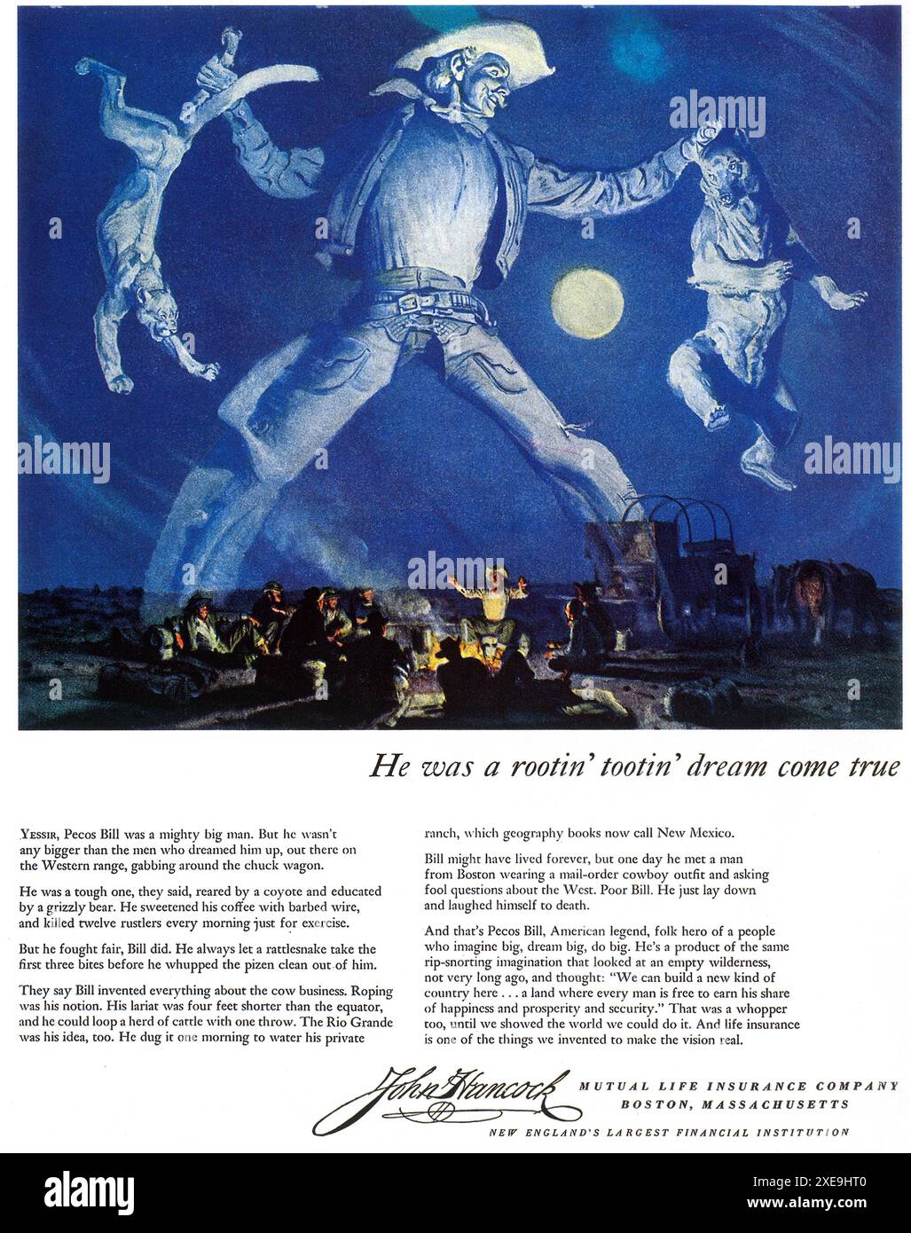1948 John Hancock Mutual Life Insurance Co.- Pecos Bill Stockfoto