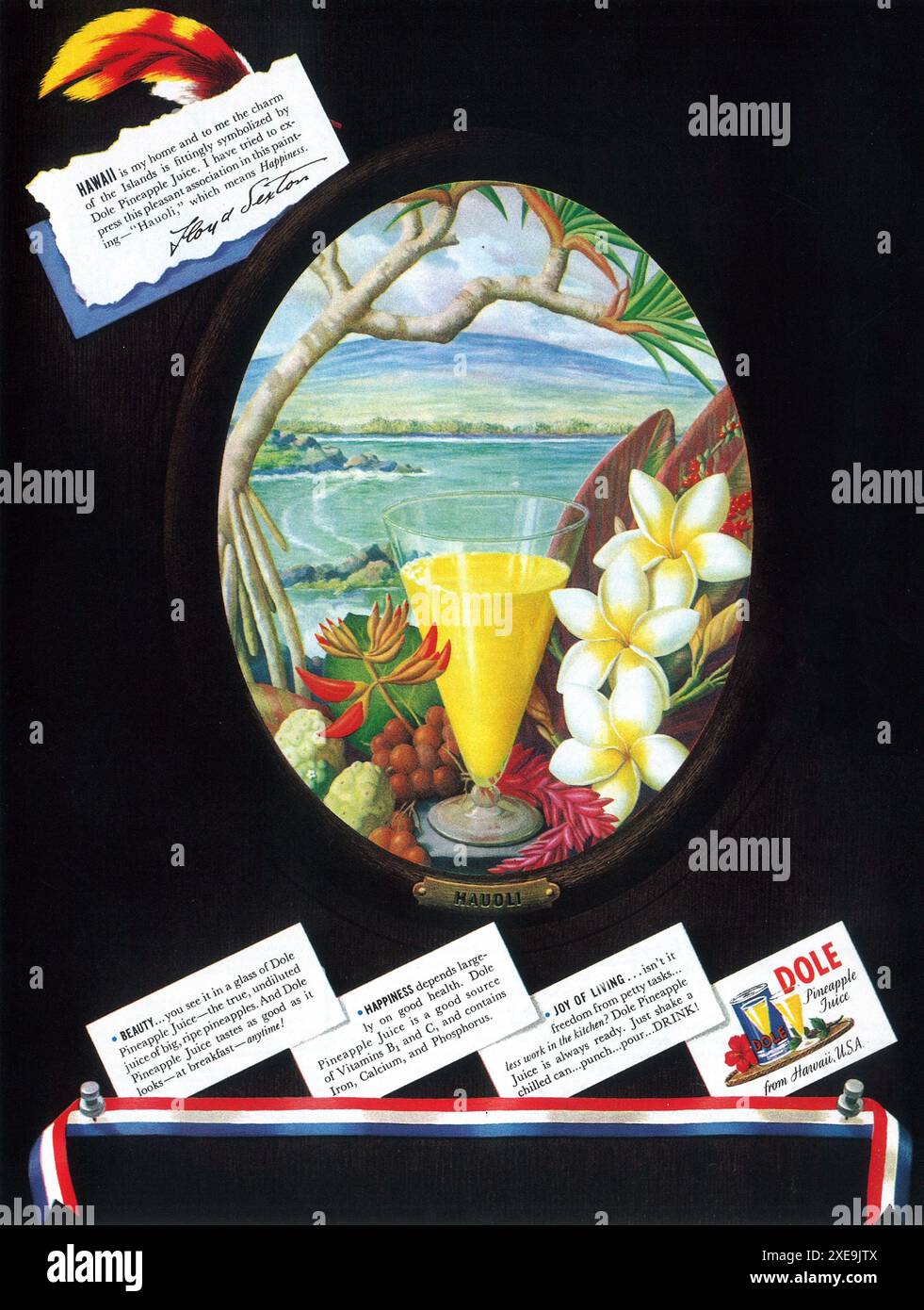 1941 DOLE Hawaiian Ananassaft Ad - aus Hawaii Stockfoto