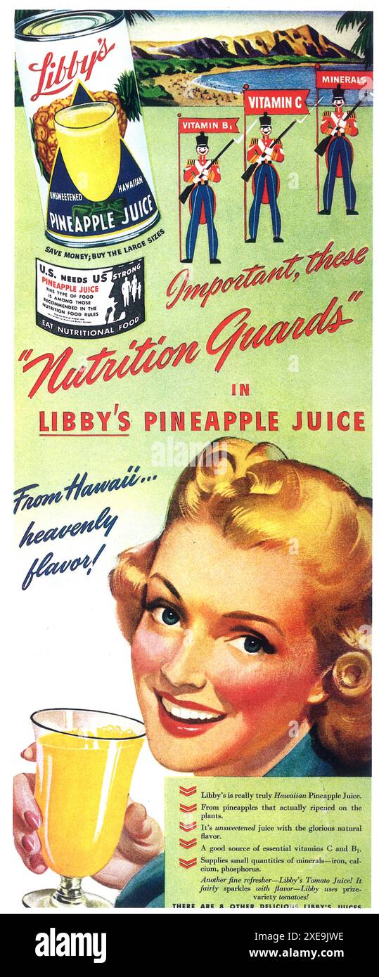 1942 Libby's Ananaskonserven Spot Stockfoto