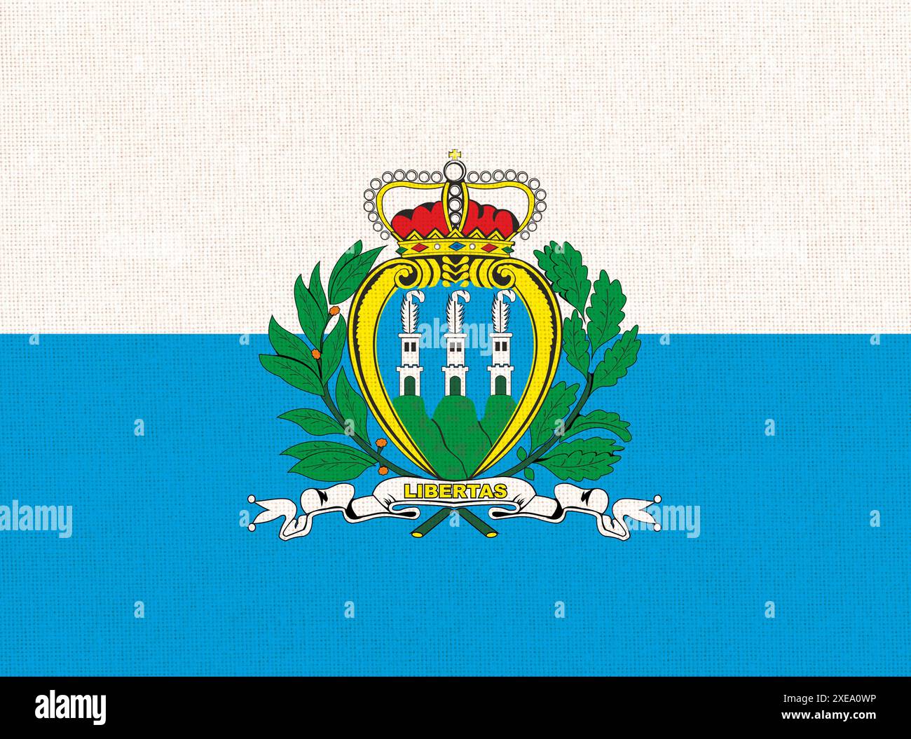 Flagge von San Marino. San Marino Flagge. San Marino Nationalsymbol. Nationalflagge. Europäisches Land. Eu Stockfoto