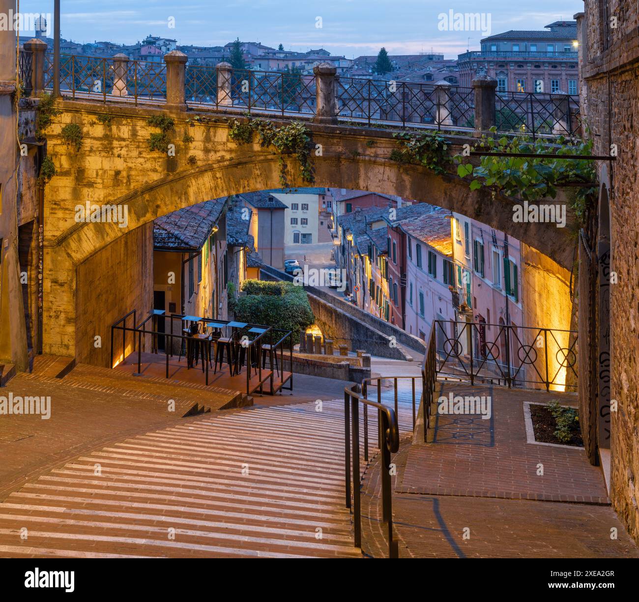 Perugia - das Aquädukt und die Altstadt Stockfoto