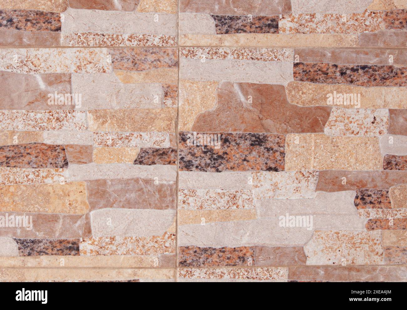 Dekorative Wandfliesen. Ziegelwandstruktur. Horizontaler Hintergrund Stockfoto