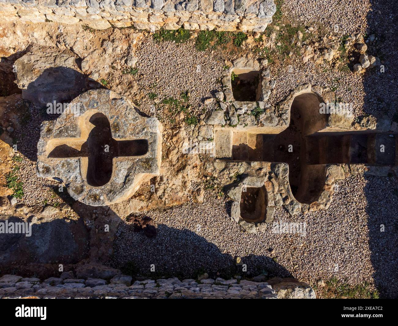 Taufbecken der Basilika Son PeretÃ³ des paläochristlichen Kultes Stockfoto