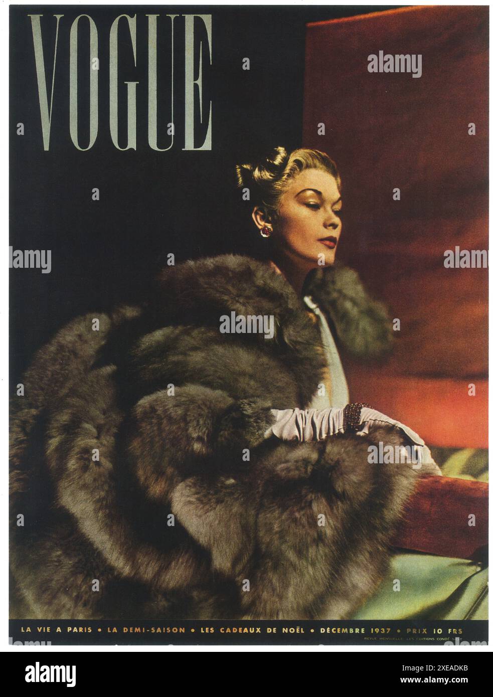 1937. Dezember Vogue Parsi Cover mit Horst P. Horst Foto eines Lud Model Stockfoto 1937. Dezember Vogue Parsi Cover mit Horst P. Horst Foto eines Lud Model Stockfoto