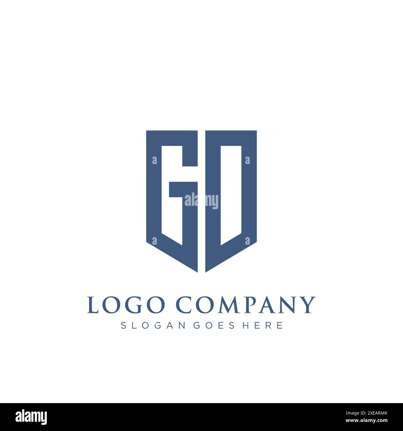 GO Shield-Logo-Design. Stock Vektor