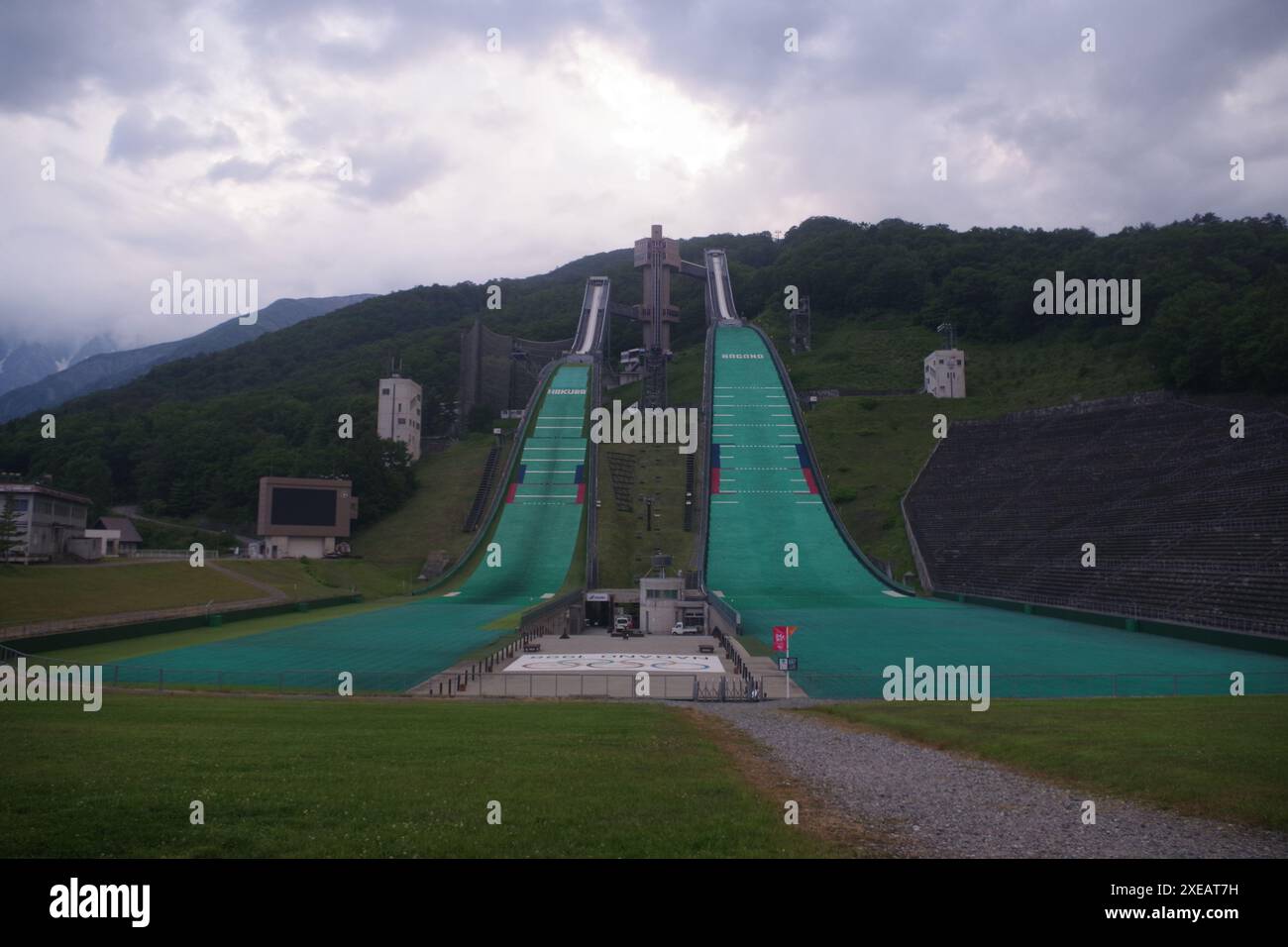 1998 Nagano Olympische Winterspiele, Hakuba, Präfektur Nagano, Japan Stockfoto