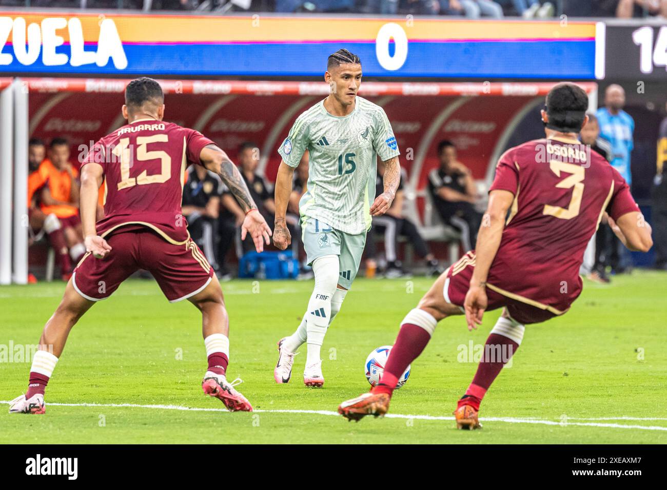 Inglewood, Usa. Juni 2024. Sofi Stadium Uriel Antuna aus Mexiko während des Gruppenspiels CONMEBOL Copa America 2024 zwischen Venezuela und Mexiko im Estadio SoFi in Los Angeles, Kalifornien. (Richard Callis/SPP) Credit: SPP Sport Press Photo. /Alamy Live News Stockfoto