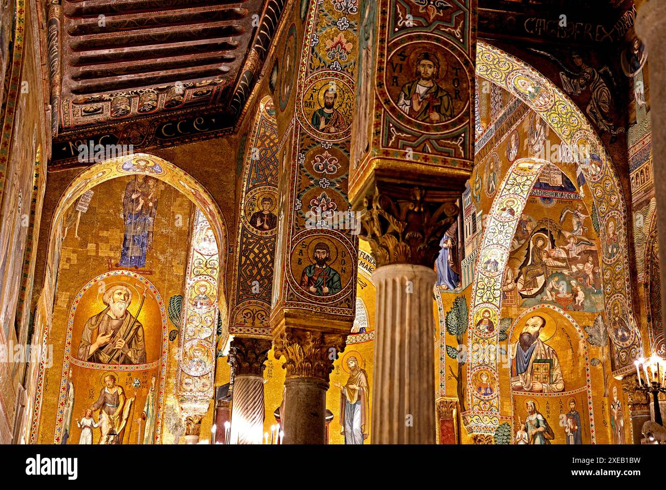 Mosaike in Capella Palatina in Palermo Sizilien Italien Stockfoto