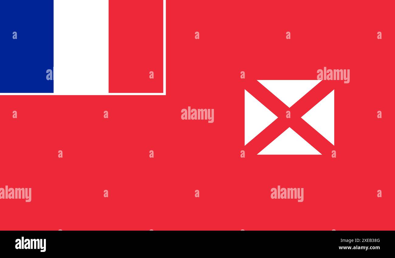 Flagge von Wallis und Futuna. Nationale Flagge des Hoheitsgebiets der Wallis- und Futuna-Inseln. Flagge der isla Stockfoto