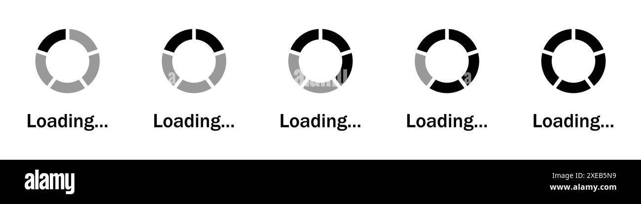 Symbol „Set of Loading“. Statussymbol für Ladebalken. Download-Fortschritt. Abbildung des Statusvektors für das Laden der Sammlung. Stock Vektor