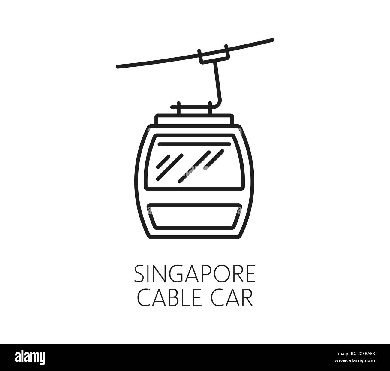 Singapur Reise- und Urlaubssymbol der Seilbahn für touristische Attraktion, Vektorsymbol. Singapur und Südostasien Wahrzeichen der Stadt, Wahrzeichen der Panorama-Seilbahn der Insel Sentosa und des Faber Mount Stock Vektor
