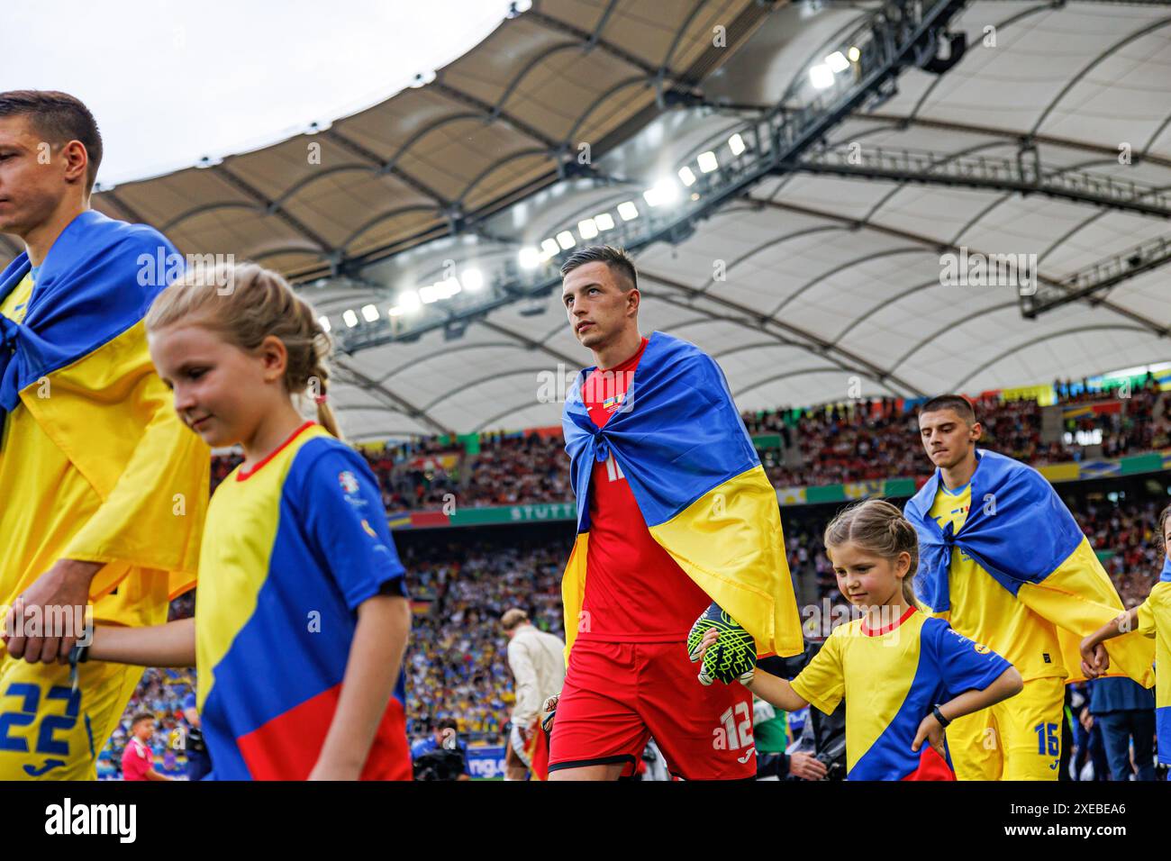 Stuttgart, Deutschland. Juni 2024. Anatoliy Trubin aus der Ukraine während des UEFA Euro 2024-Spiels zwischen der Ukraine und Belgien in der MHPArena. Endstand; Ukraine 0:0 Belgien. Quelle: SOPA Images Limited/Alamy Live News Stockfoto