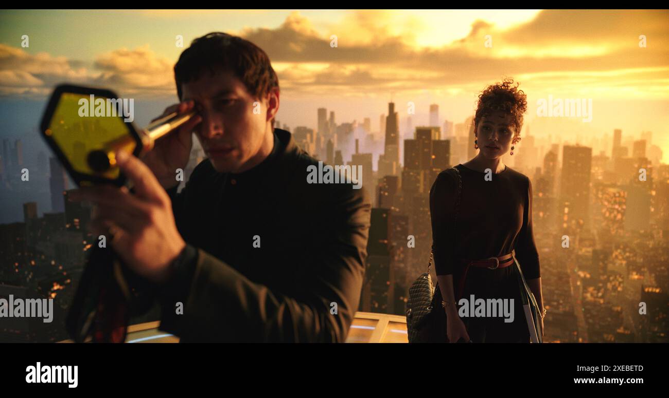 ERSCHEINUNGSDATUM: 27. September 2024. TITEL: Megalopolis. STUDIO: Lionsgate Films. REGIE: Francis Ford Coppola. Ein Architekt will New York City als Utopie nach einer verheerenden Katastrophe wieder aufbauen. DIE HAUPTROLLE: ADAM FAHRER als Cesar Catilina, NATHALIE EMMANUEL als Julia Cicero. (Kreditbild: © Lionsgate Films/Entertainment Pictures/ZUMAPRESS.com) NUR REDAKTIONELLE VERWENDUNG! Nicht für kommerzielle ZWECKE! Stockfoto