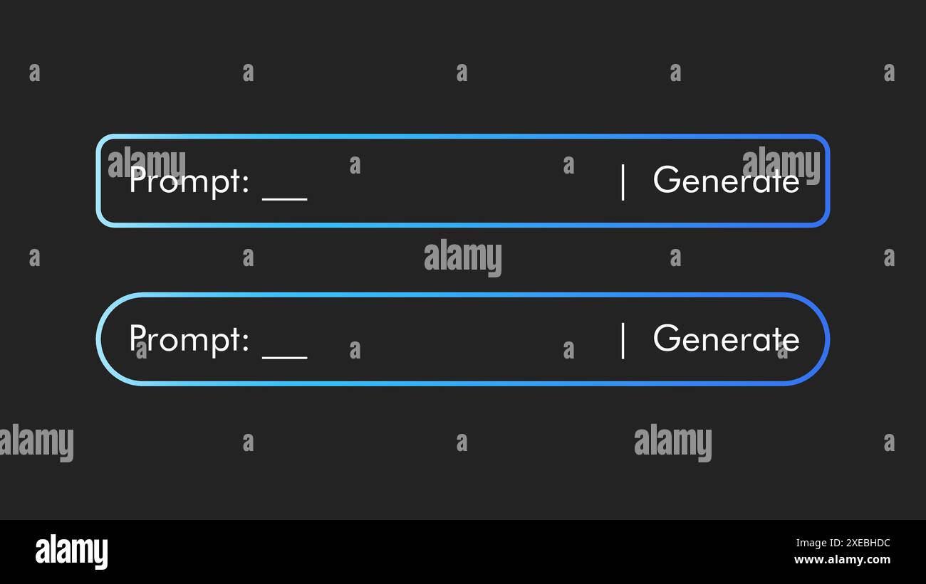 Generative AI Neon Promptleiste isoliert auf schwarzem Hintergrund. Künstliche Intelligenz UI UX Grafikdesign für Website und mobile App Stock Vektor