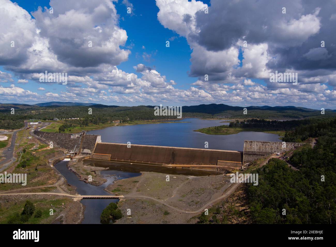 Luftaufnahme des Paradise Dam am Burnett River in der Nähe von Bundaberg Queensland Australia Stockfoto