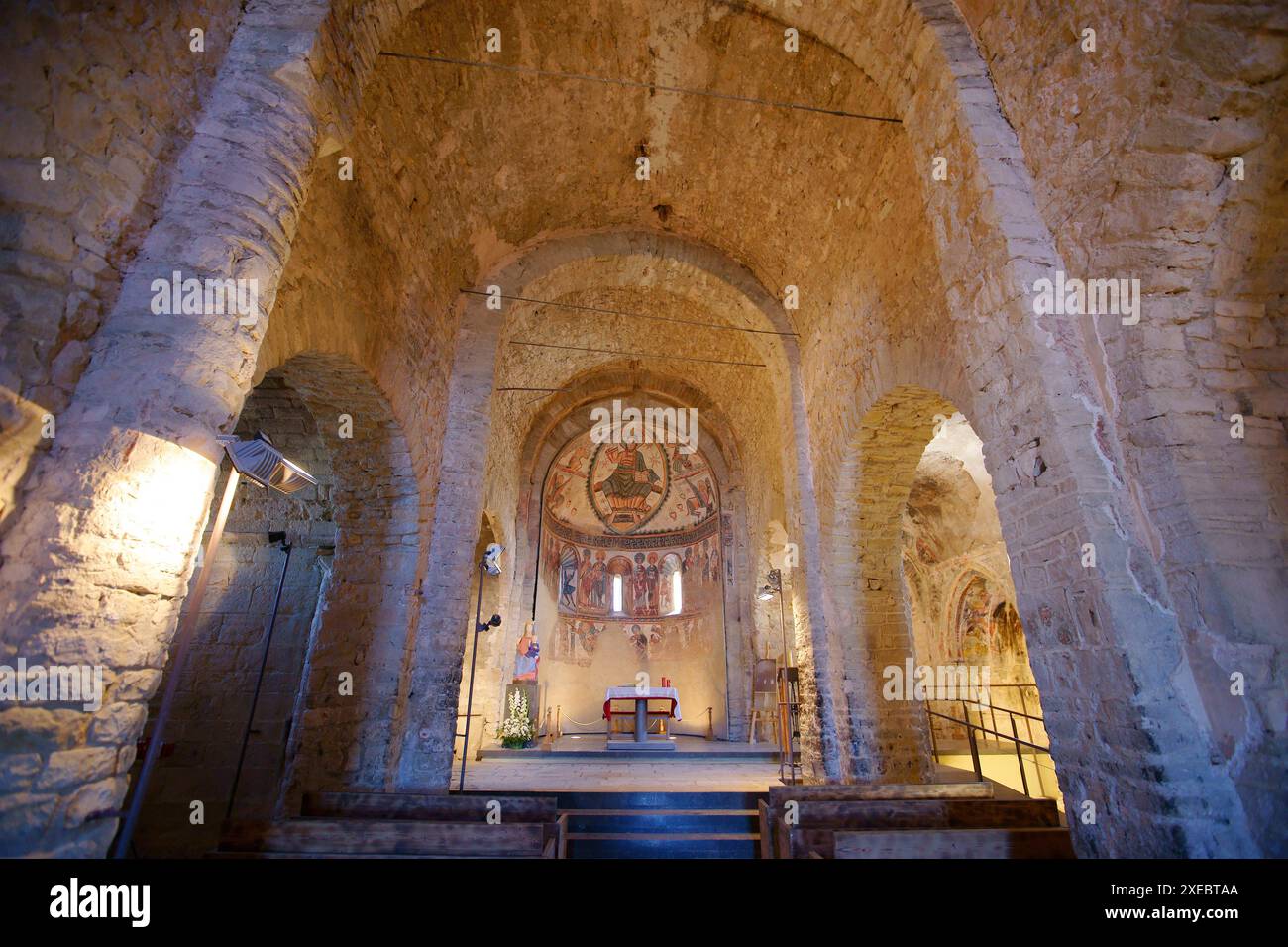 Romanische Eremitage von Mur. Montsec d' Ares.Lleida.Pyrenäengebirge.Katalonien.Spanien. Stockfoto