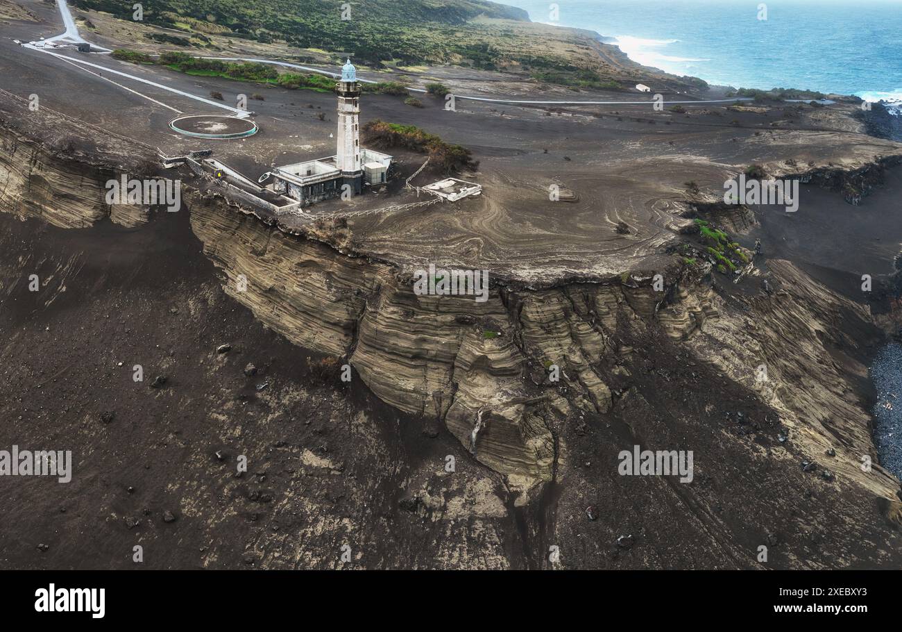Azoren - Vulkan dos Capelinhos bei Sonnenuntergang auf der Insel Faial. Stockfoto