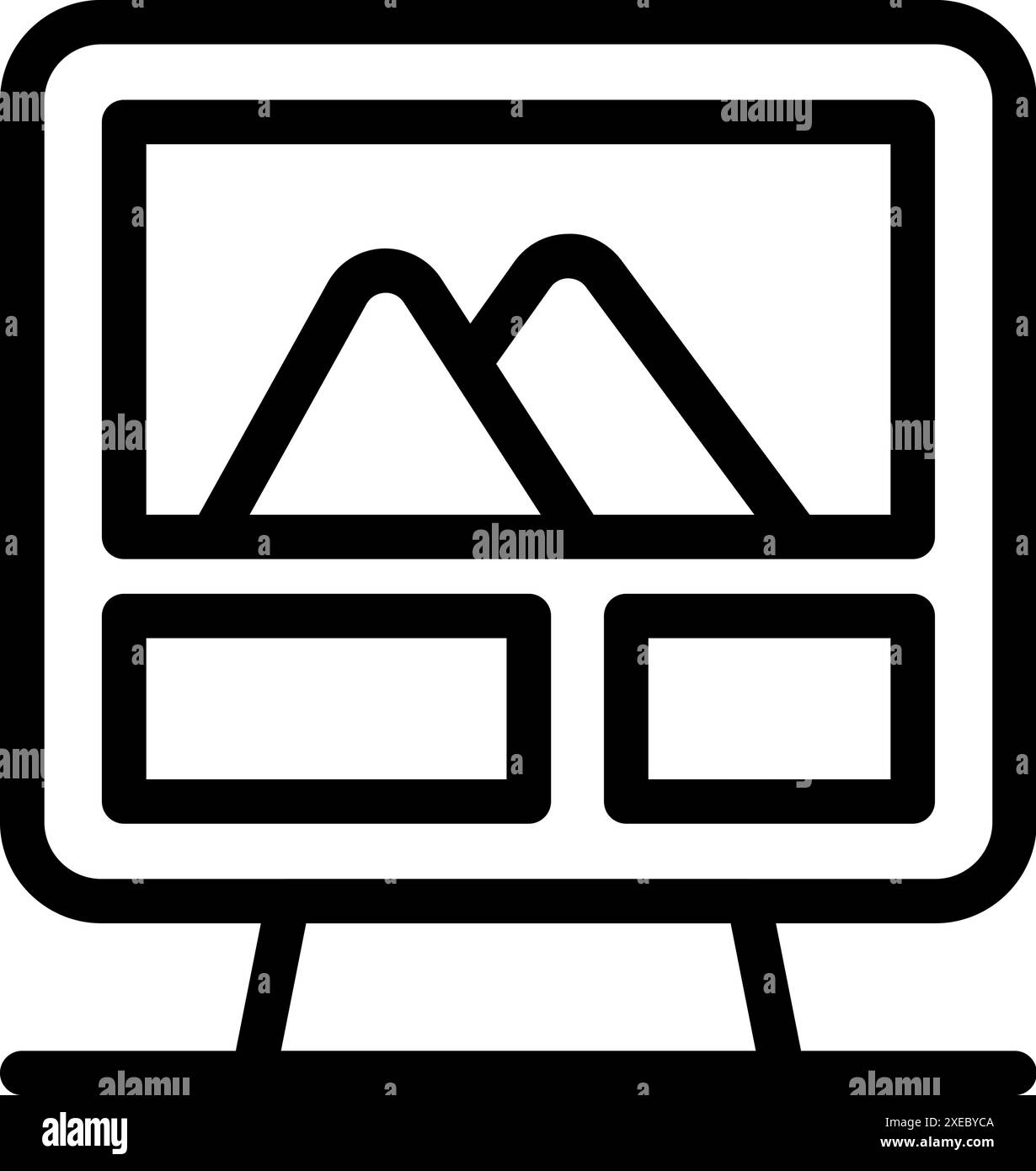 Die Website zeigt ein Bild der Berge in einer Online-Galerie mit Bildern Stock Vektor