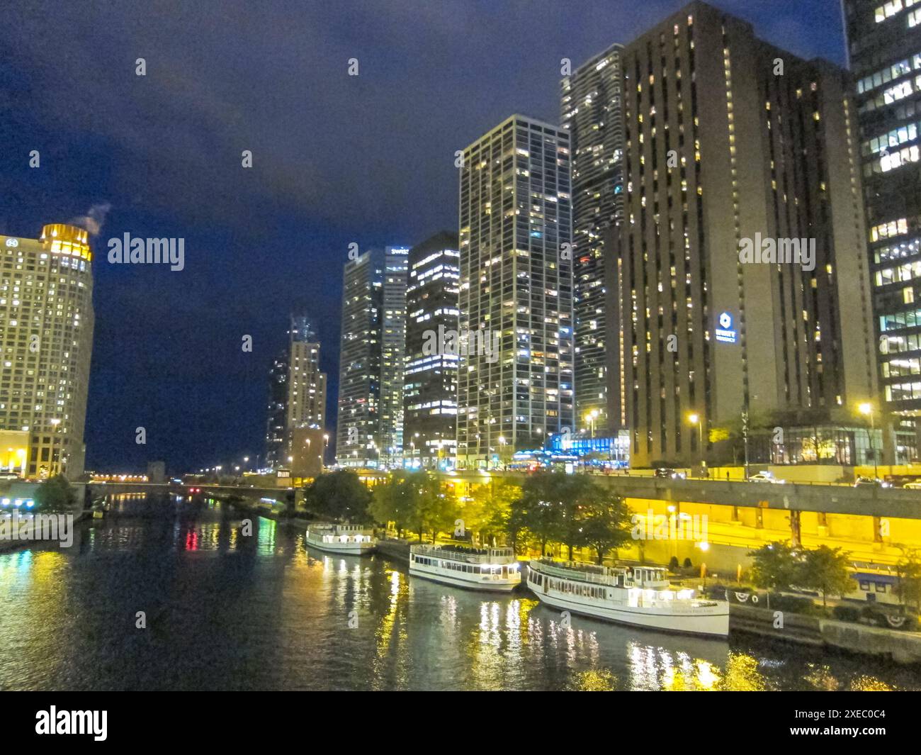 Chicago ist die Stadt der Wolkenkratzer. Chicago Straßen, Gebäude und Attraktionen der Stadt Chicago. Stockfoto