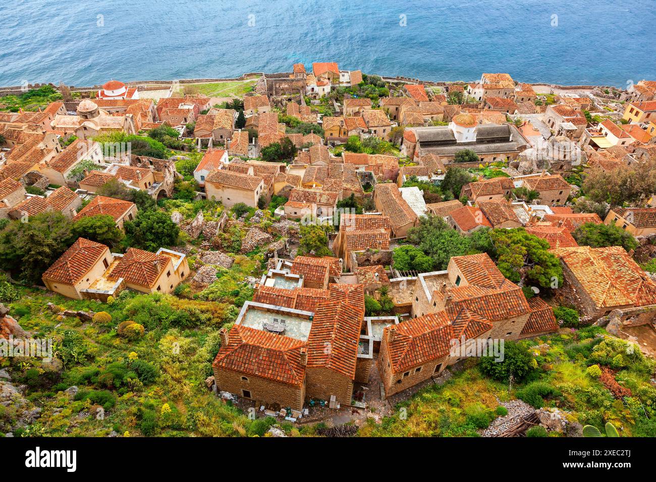 Fantastische Aussicht auf Monemvasia, Peloponnes, Griechenland Stockfoto