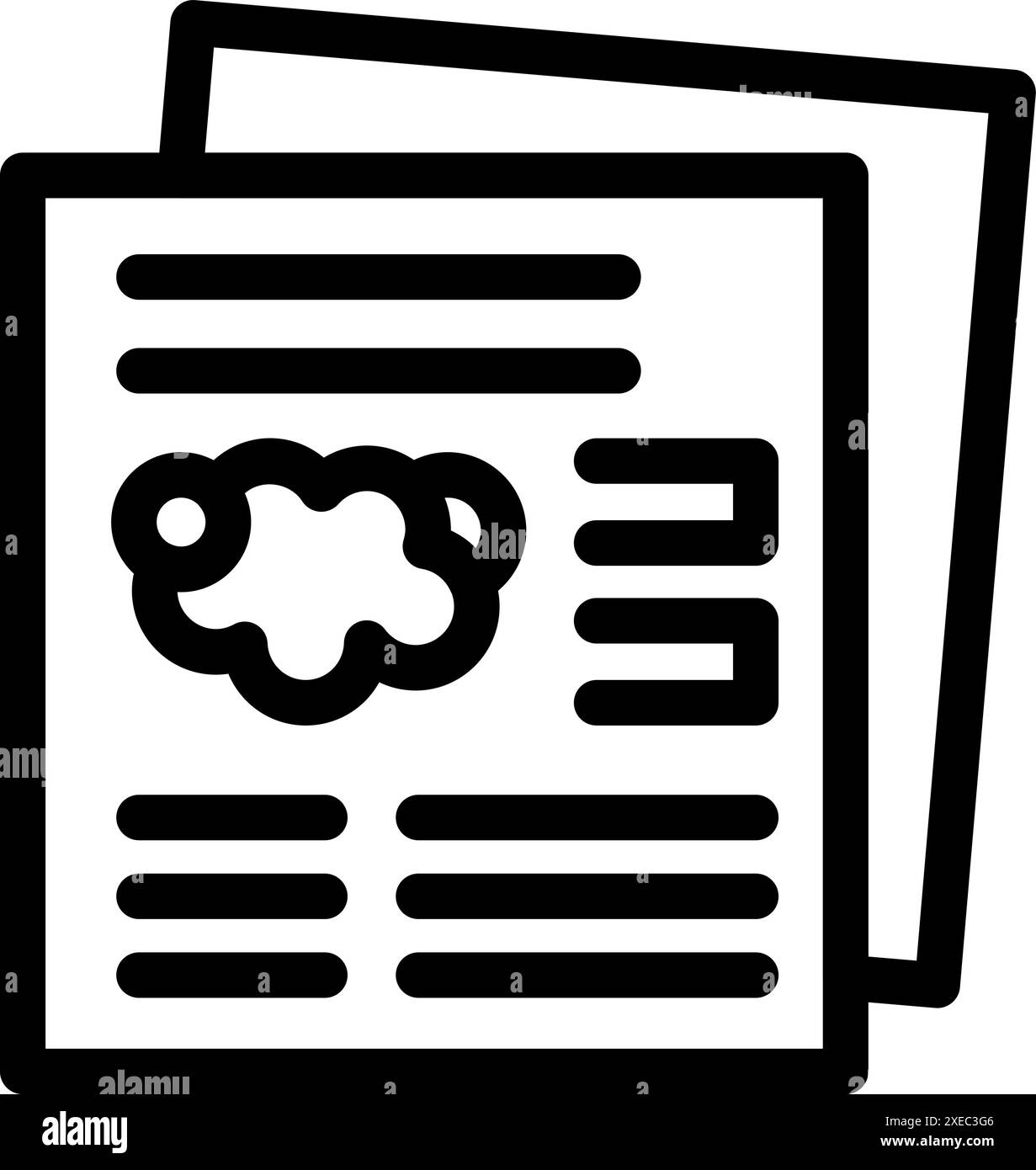 Einfache Strichkunst-Ikone einer wissenschaftlichen Arbeit, die ein Dokument über den Klimawandel und den Treibhauseffekt illustriert Stock Vektor