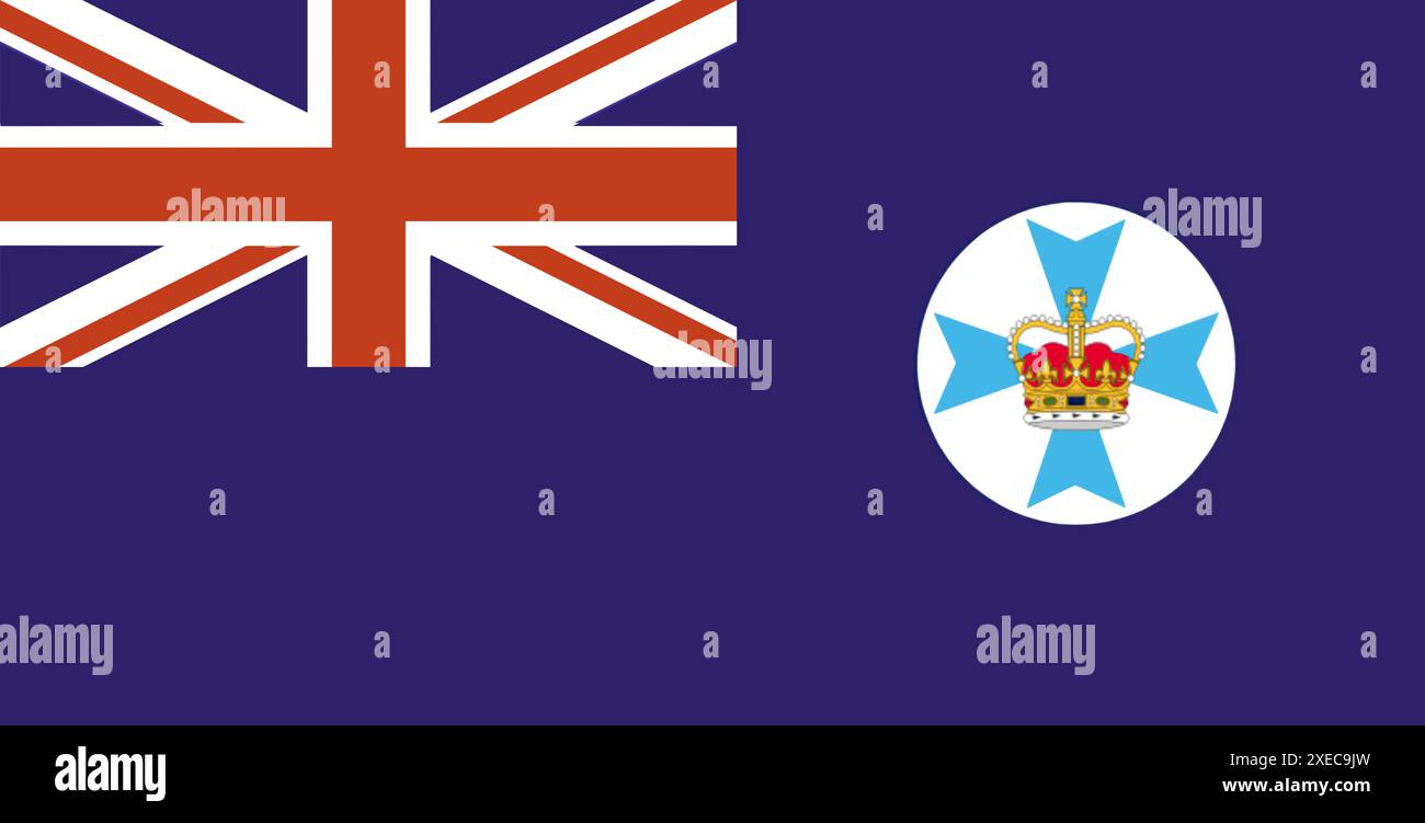 Flagge von Queensland. Abbildung der australischen Flagge von Queensland. Australisches Nationalsymbol. Blau Stockfoto