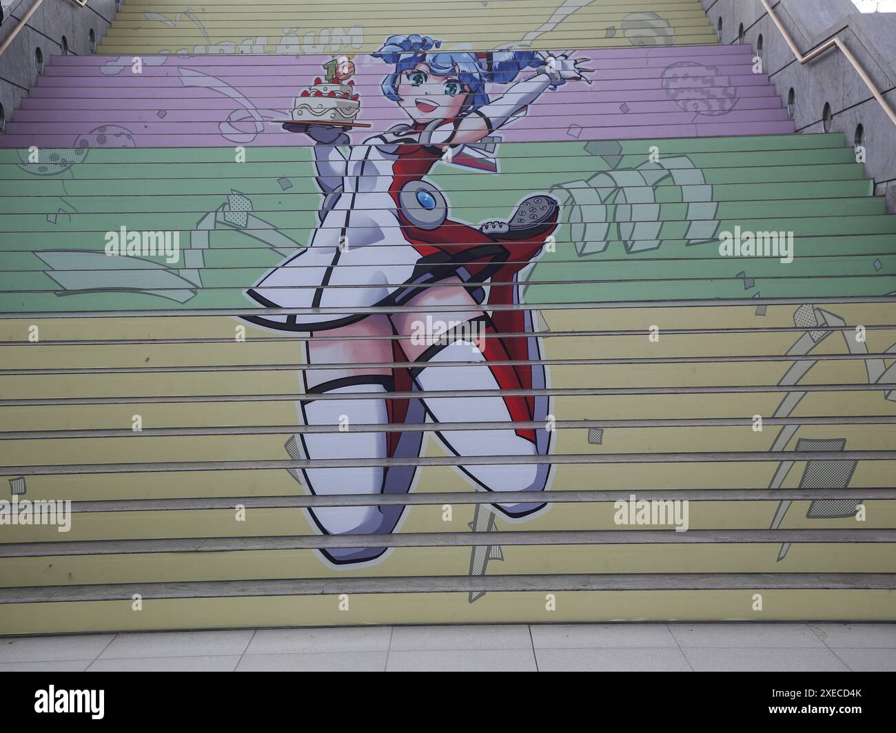 Logo Manga-Comic-Convention auf einer Treppe während der Leipziger Buchmesse 2024 am 21.03.2024 Stockfoto