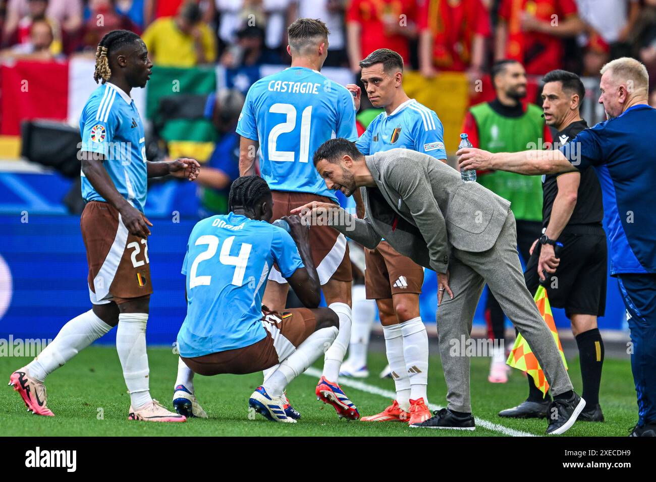 Während eines Fußballspiels zwischen den Nationalmannschaften der Ukraine und Belgiens , genannt die Roten Teufel am dritten Spieltag in der Gruppe E in der Gruppenphase des UEFA Euro 2024 Turniers , am Mittwoch den 26 . Juni 2024 in Stuttgart , Deutschland . FOTO SPORTPIX | Stijn Audooren Stockfoto