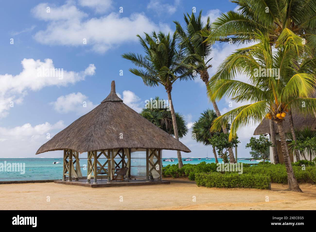 Preskil Island Resort, Pointe Jerome, Maheboug, Mauritius, Ostafrika. Sommer (Juni) 2024. Stockfoto