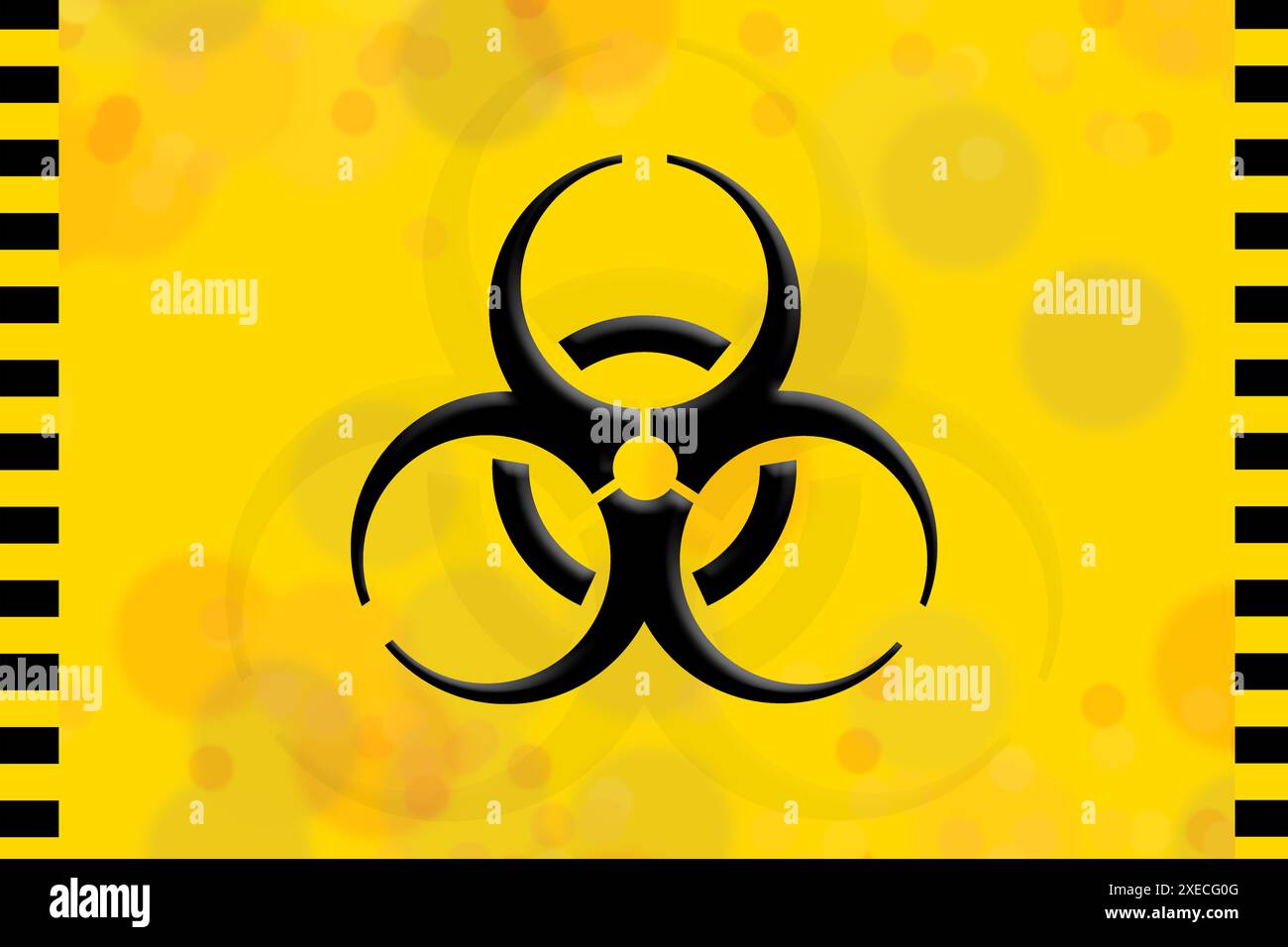 Internationales Symbol für biologische Gefahren, das bei Kontamination mit Infektionskrankheiten verwendet wird. Stockfoto