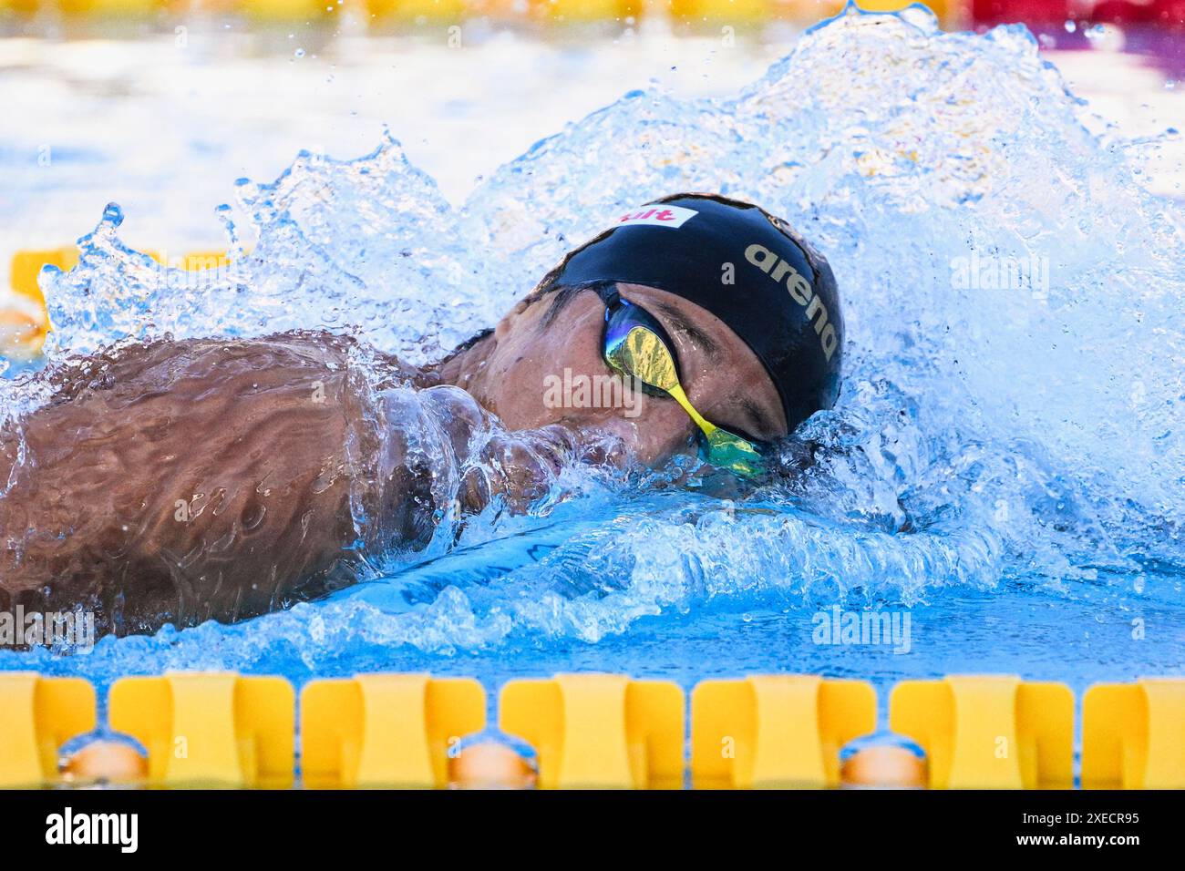 Daiya Seto aus Japan tritt am 22. Juni 2024 beim 60. Settecolli Schwimmen-Meeting im stadio del Nuoto in Rom (Italien) im 400 m langen Medley Men Finale an. Daiya Seto gewann die Goldmedaille als erster. Stockfoto