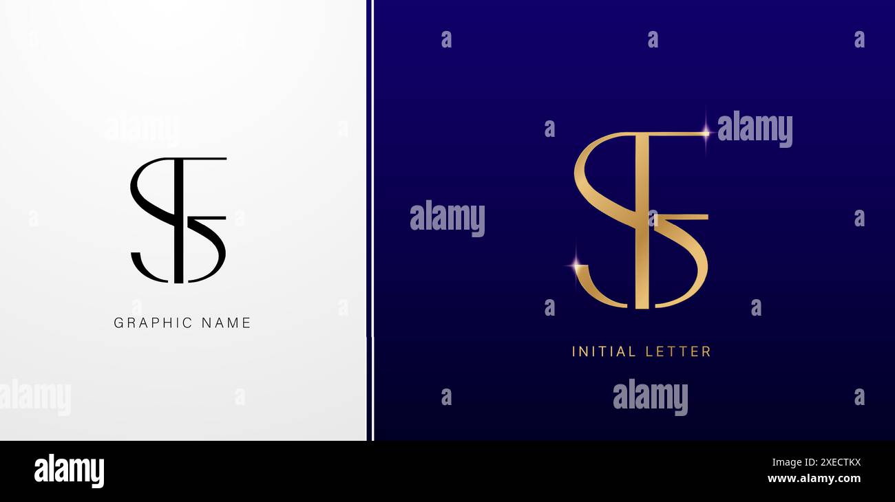 SF- oder FS-Initialen Buchstaben Monogramm-Logos Symbole für Visitenkarten-Elemente, Branding-Firmenidentität, Werbematerial Goldfolienpapier Stock Vektor