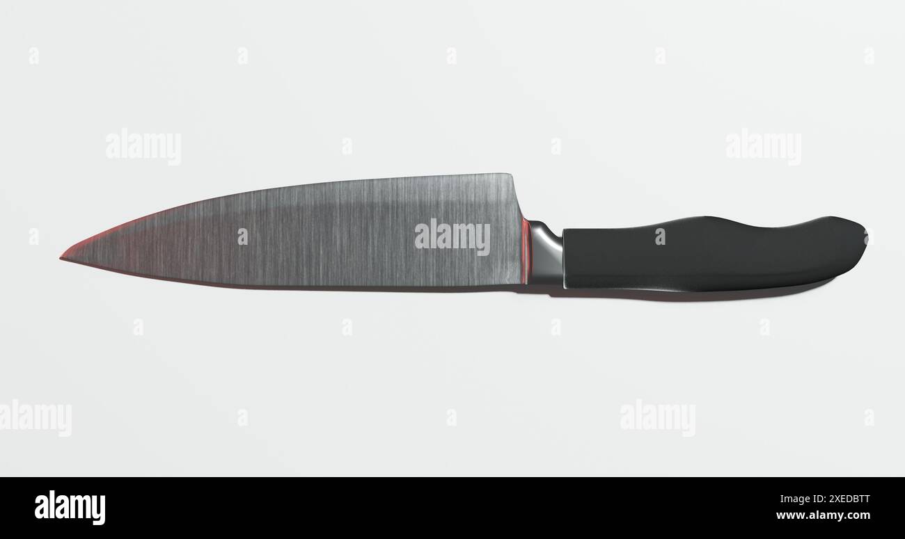 Isolierter 3D-Render eines Küchenmessers für den Kochberuf oder Küchenbesteck Stockfoto
