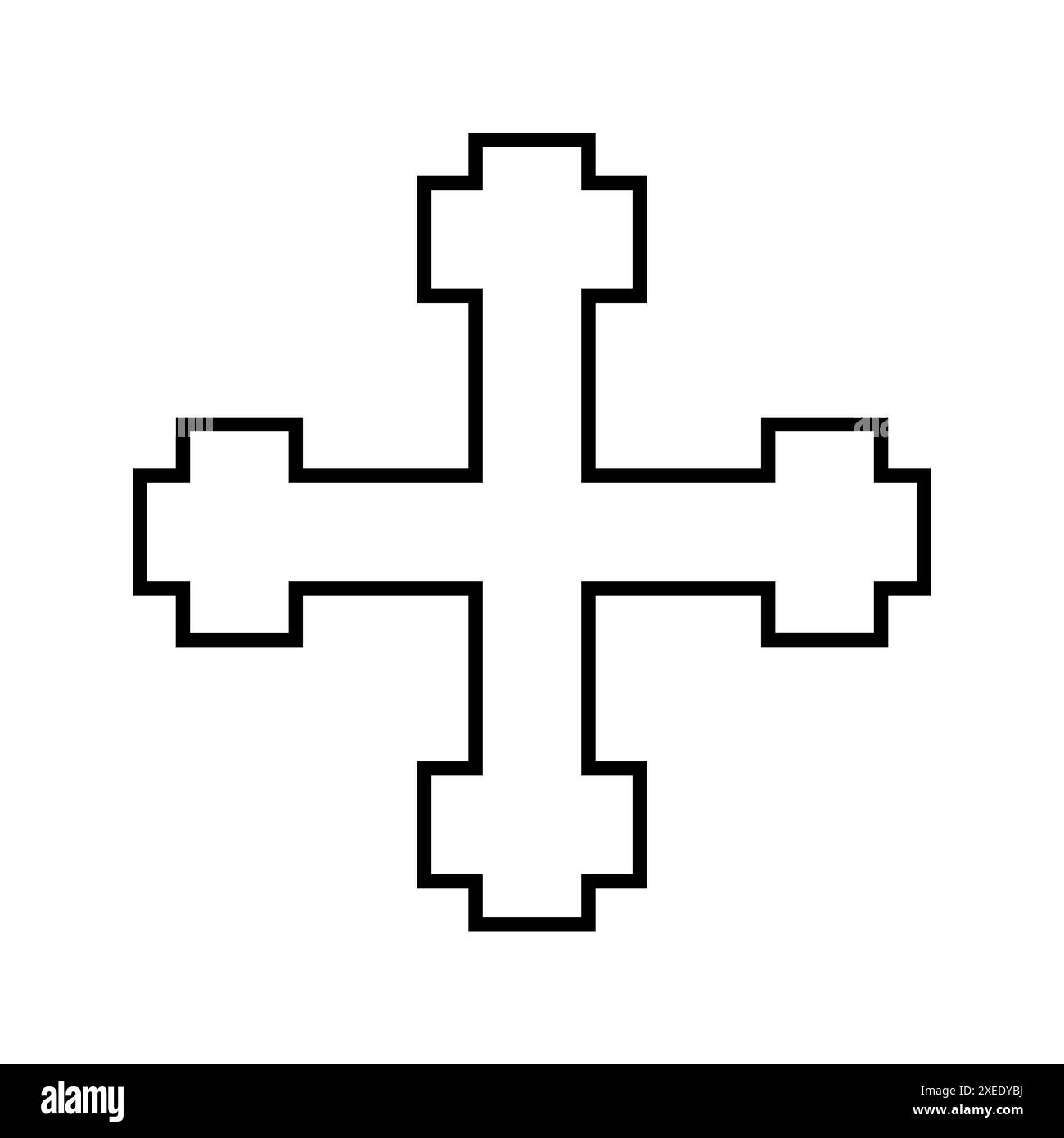 Kreuzkreuzsymbol, christliches Kreuzsymbol, Umrissform Stock Vektor