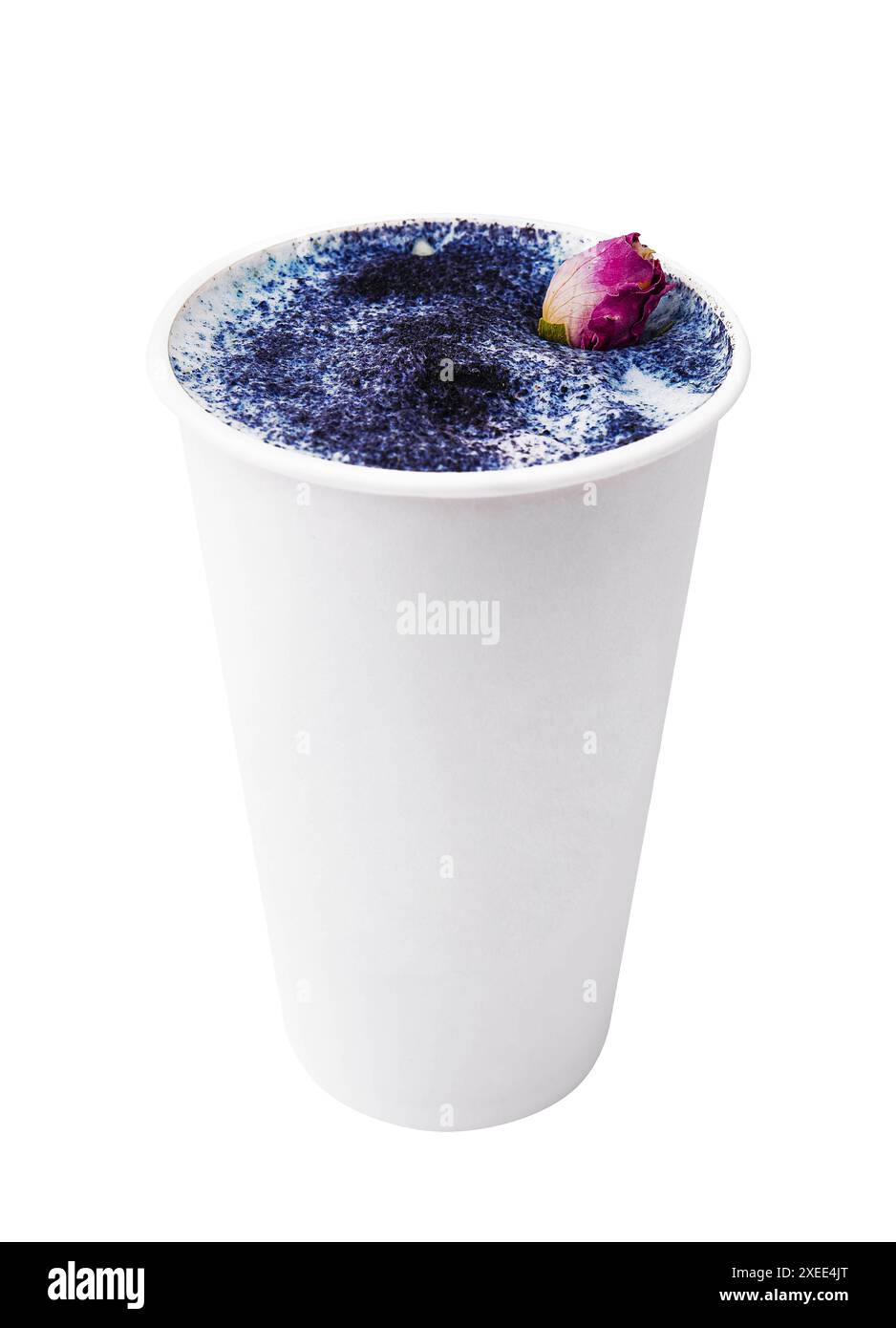 Dalgona Matcha Blue Latte, ein cremiger Matcha Stockfoto